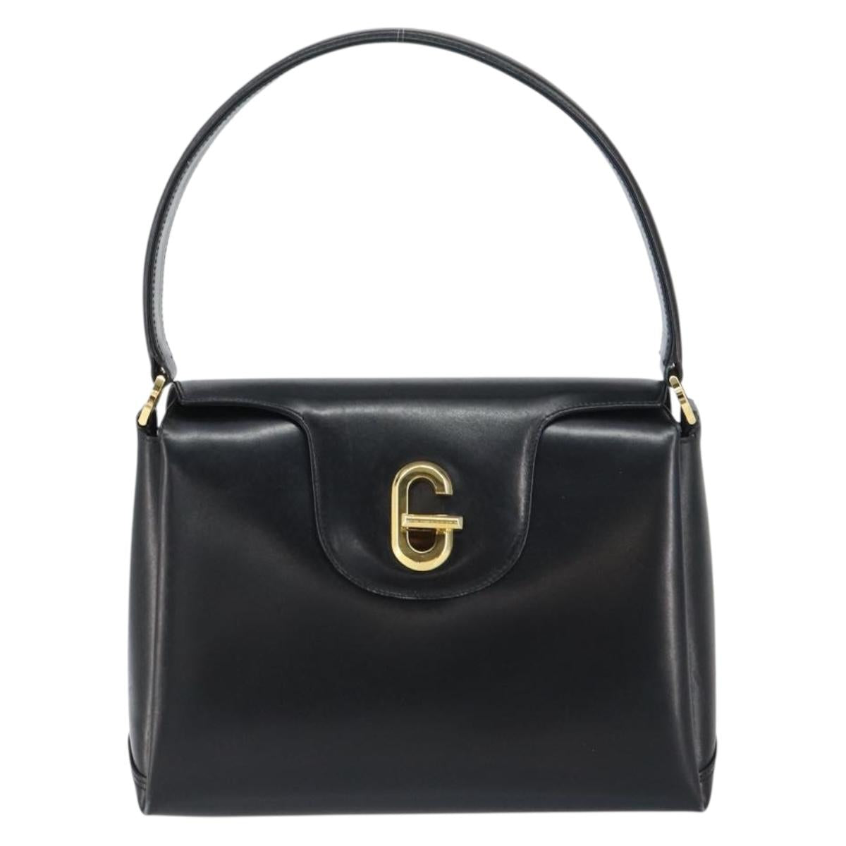 GUCCI Hand Bag Leather Black Gold 406 000 1080 Auth ep12203