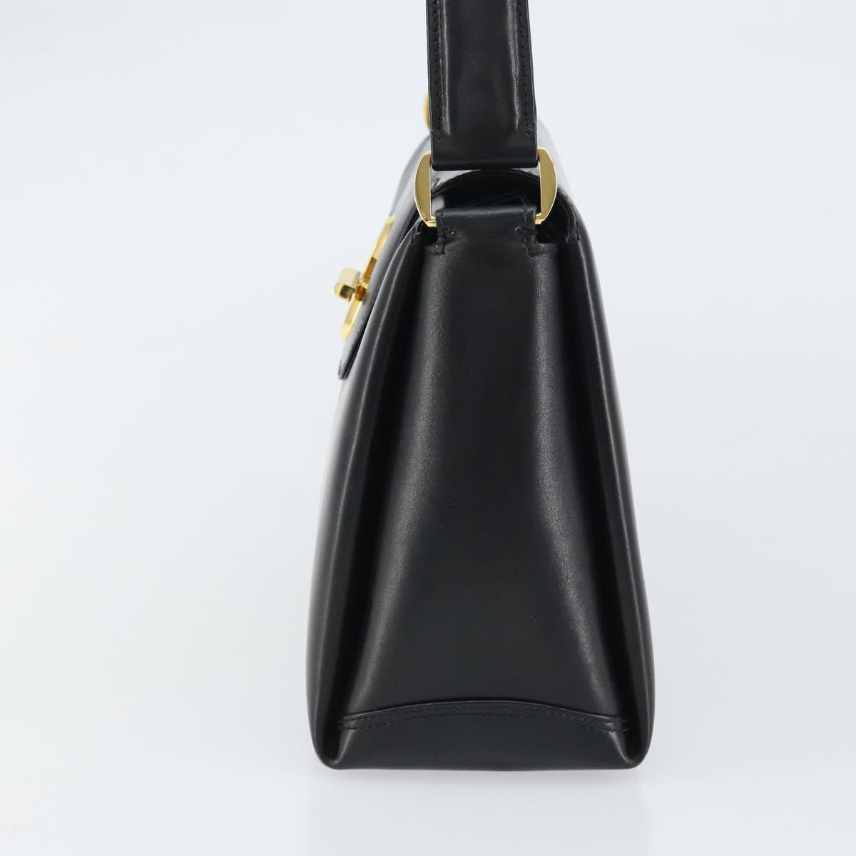 GUCCI Hand Bag Leather Black Gold 406 000 1080 Auth ep12203
