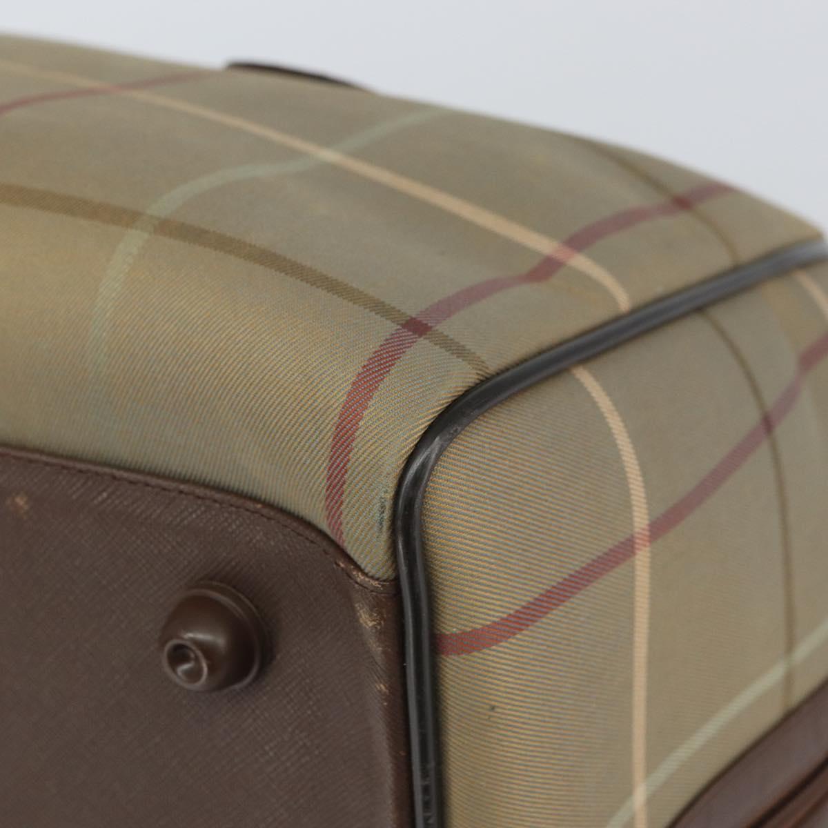 Burberrys Nova Check Boston Bag Canvas Beige Gold Auth ep12208