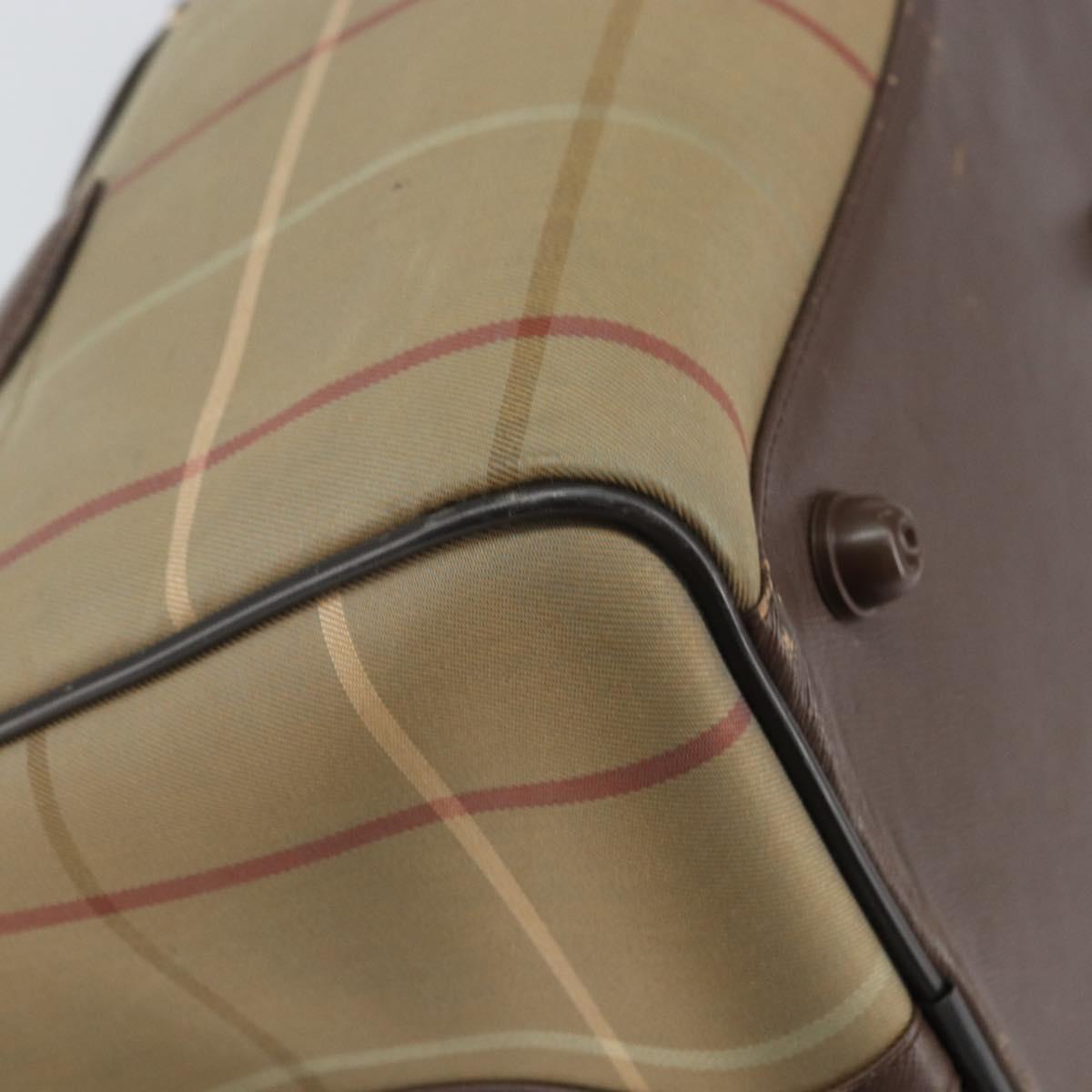 Burberrys Nova Check Boston Bag Canvas Beige Gold Auth ep12208