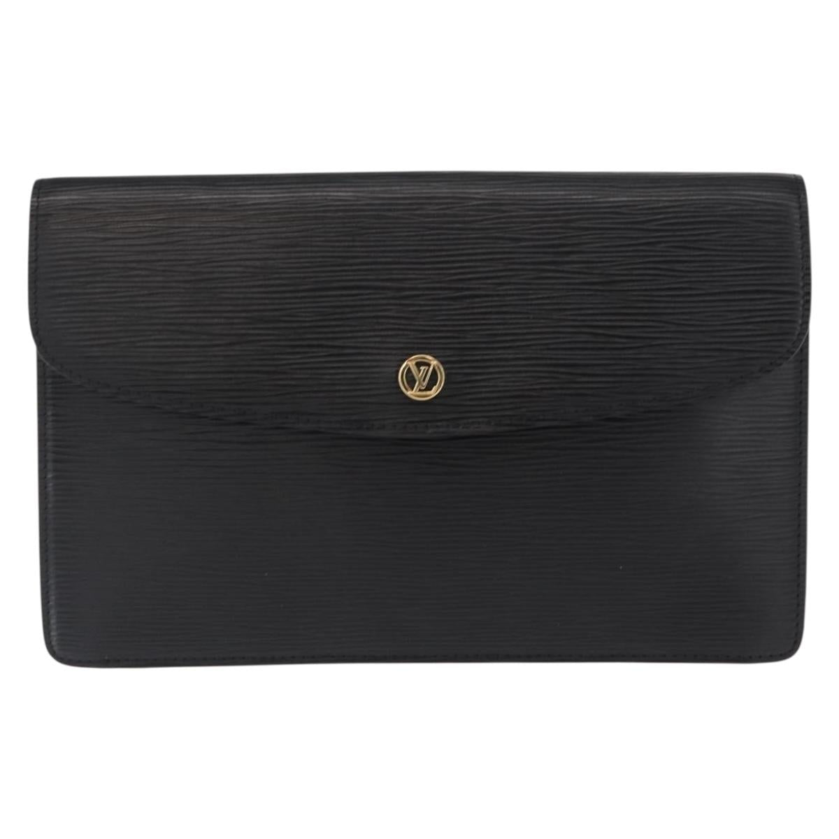 LOUIS VUITTON Epi Montaigne 27 Clutch Bag Black M52652 LV Auth ep12214