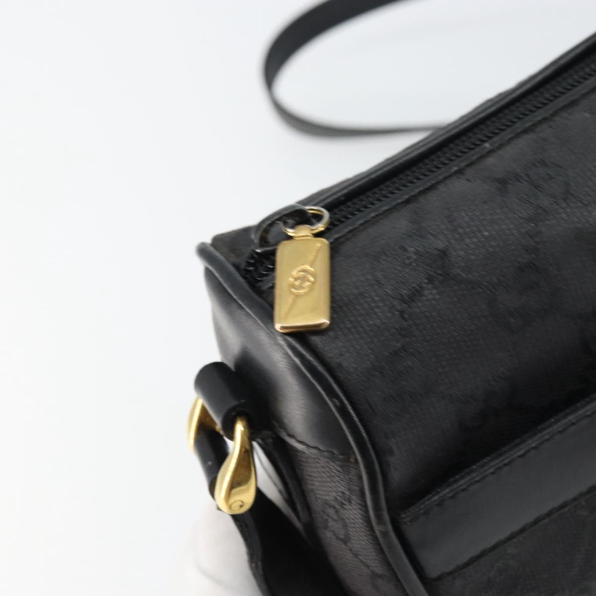 GUCCI GG Canvas Shoulder Bag Black Gold 001 14 0412 Auth ep12224