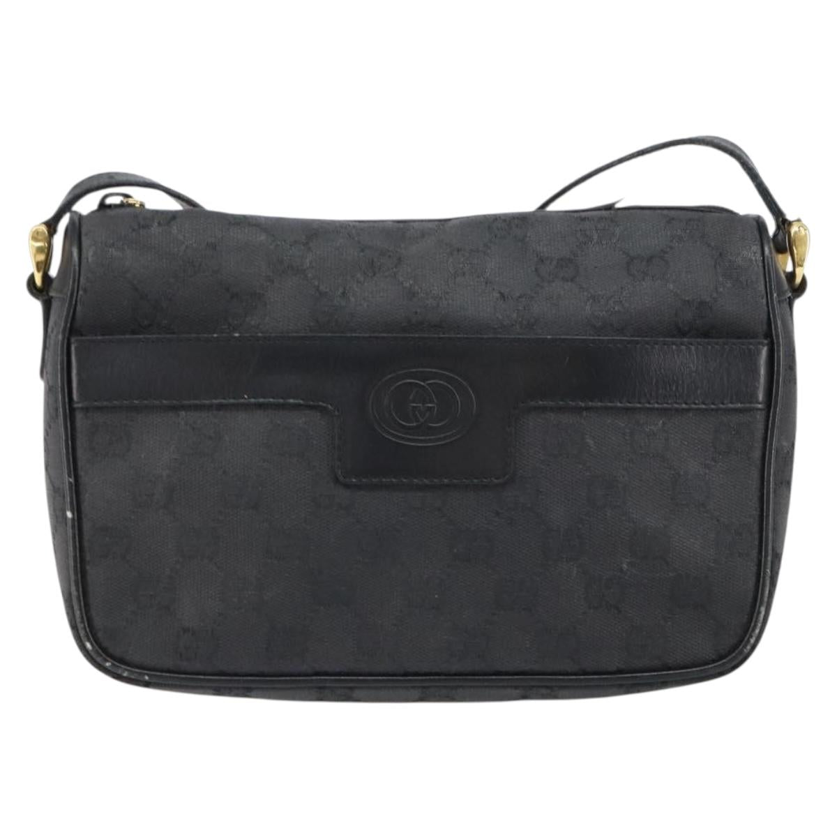 GUCCI GG Canvas Shoulder Bag Black Gold 001 14 0412 Auth ep12224