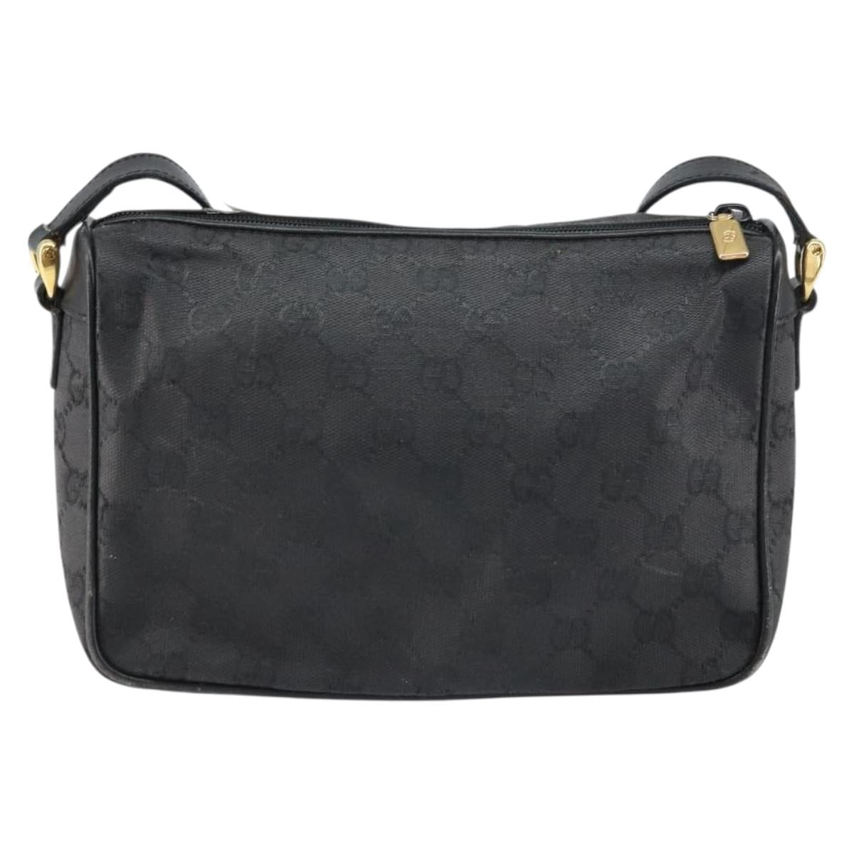 GUCCI GG Canvas Shoulder Bag Black Gold 001 14 0412 Auth ep12224