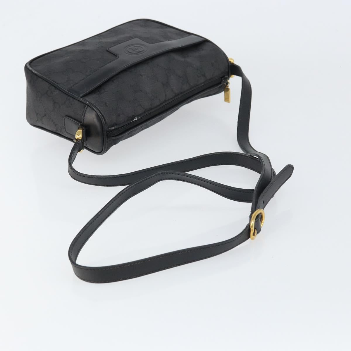 GUCCI GG Canvas Shoulder Bag Black Gold 001 14 0412 Auth ep12224