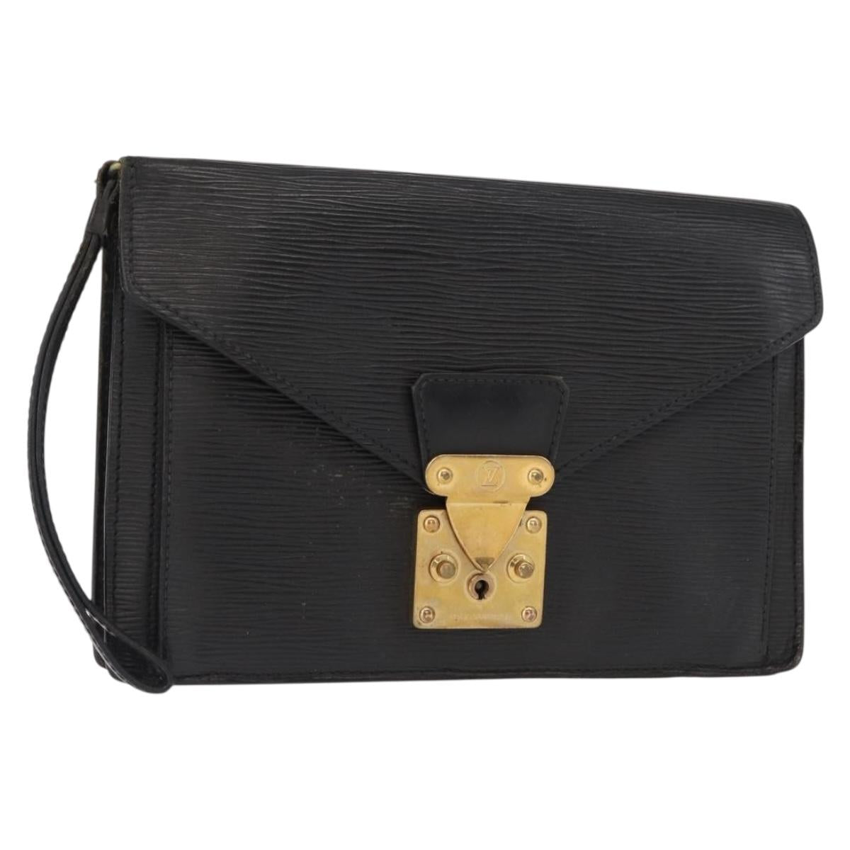 LOUIS VUITTON Epi Serie Dragonne Clutch Bag Black Noir M52612 LV Auth ep12225