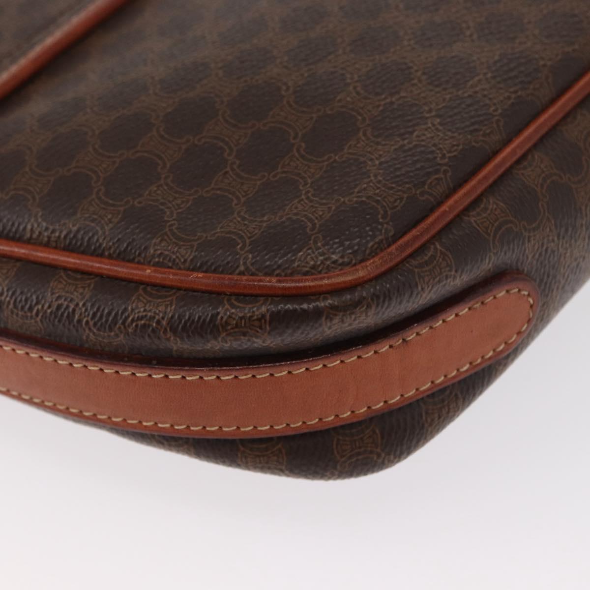 CELINE Macadam Canvas Shoulder Bag PVC Leather Brown Gold Auth ep12228
