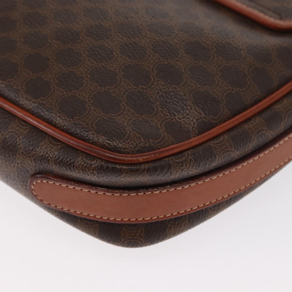 CELINE Macadam Canvas Shoulder Bag PVC Leather Brown Gold Auth ep12228