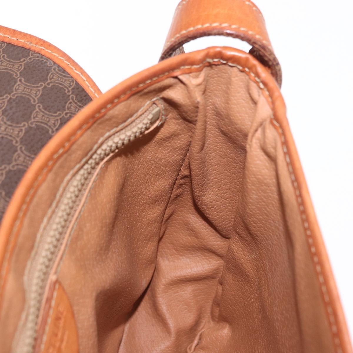 CELINE Macadam Canvas Shoulder Bag PVC Leather Brown Gold Auth ep12228