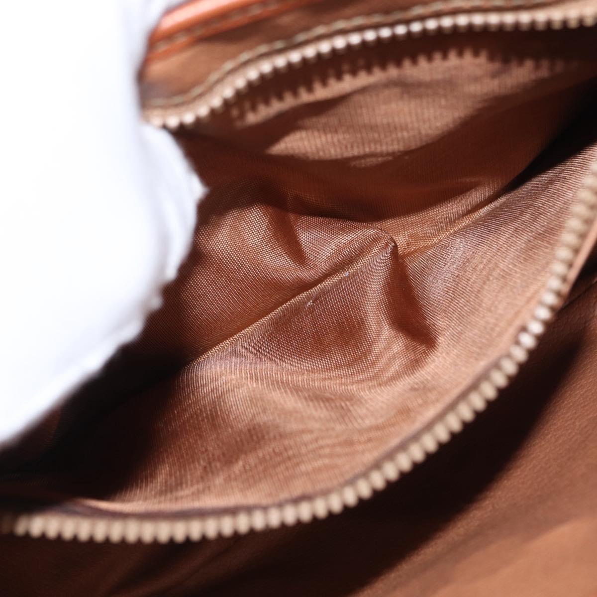 CELINE Macadam Canvas Shoulder Bag PVC Leather Brown Gold Auth ep12228