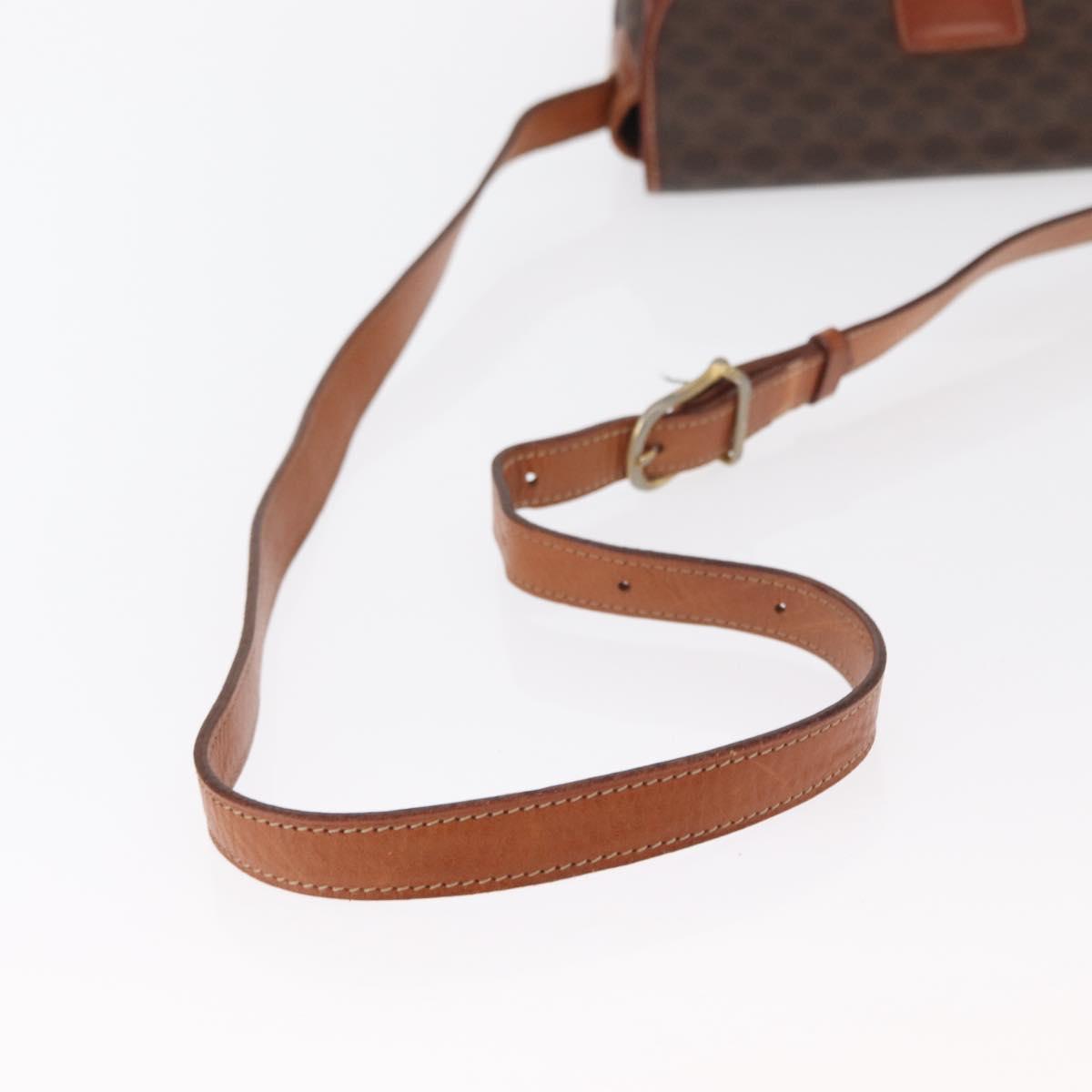CELINE Macadam Canvas Shoulder Bag PVC Leather Brown Gold Auth ep12228