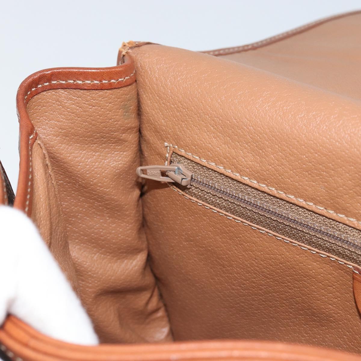 CELINE Macadam Canvas Shoulder Bag PVC Leather Brown Gold Auth ep12229