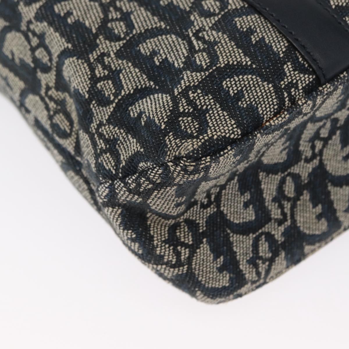 Christian Dior Trotter Canvas Hand Bag Navy Gold Auth ep12230