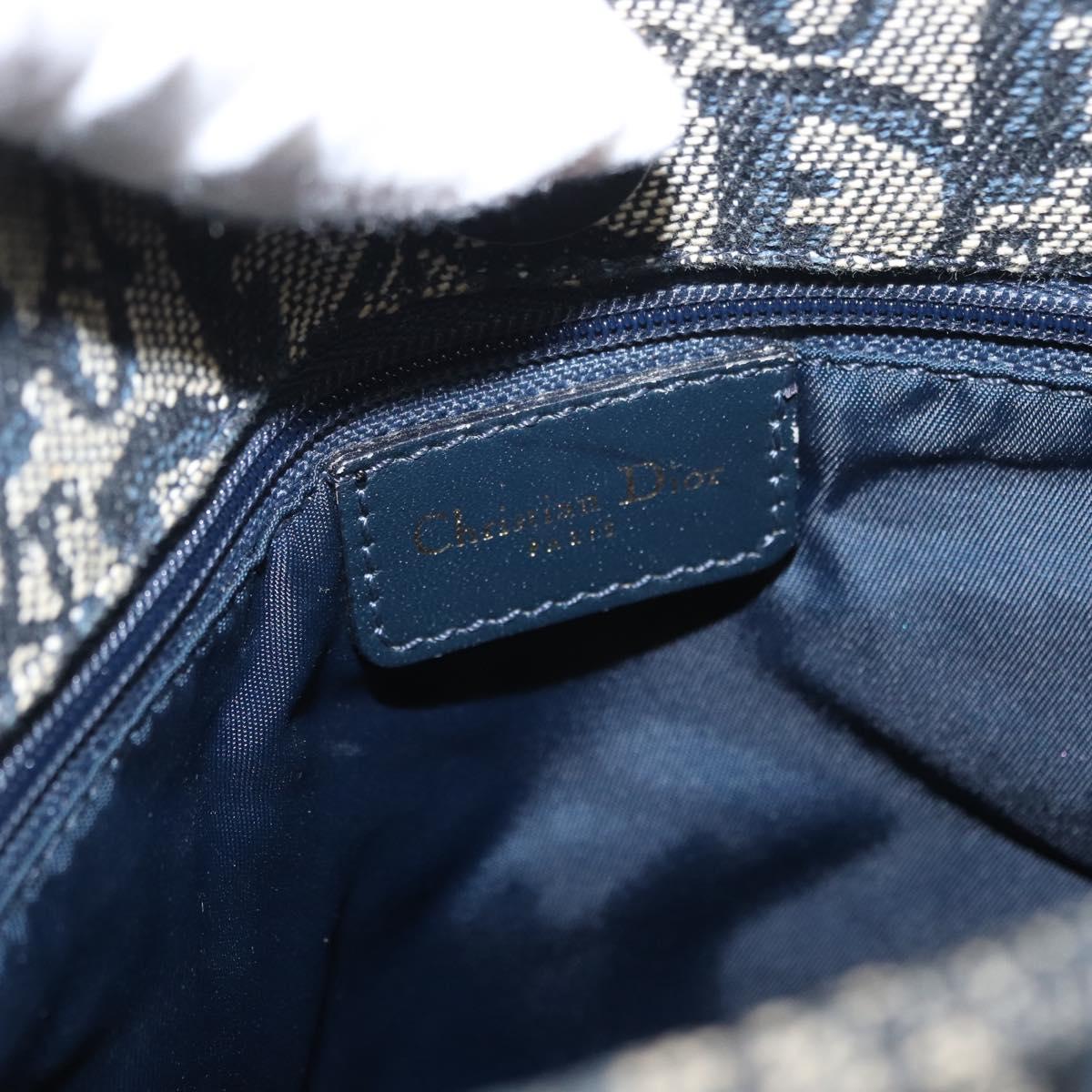 Christian Dior Trotter Canvas Hand Bag Navy Gold Auth ep12230