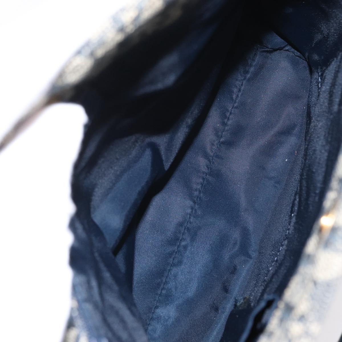 Christian Dior Trotter Canvas Hand Bag Navy Gold Auth ep12230