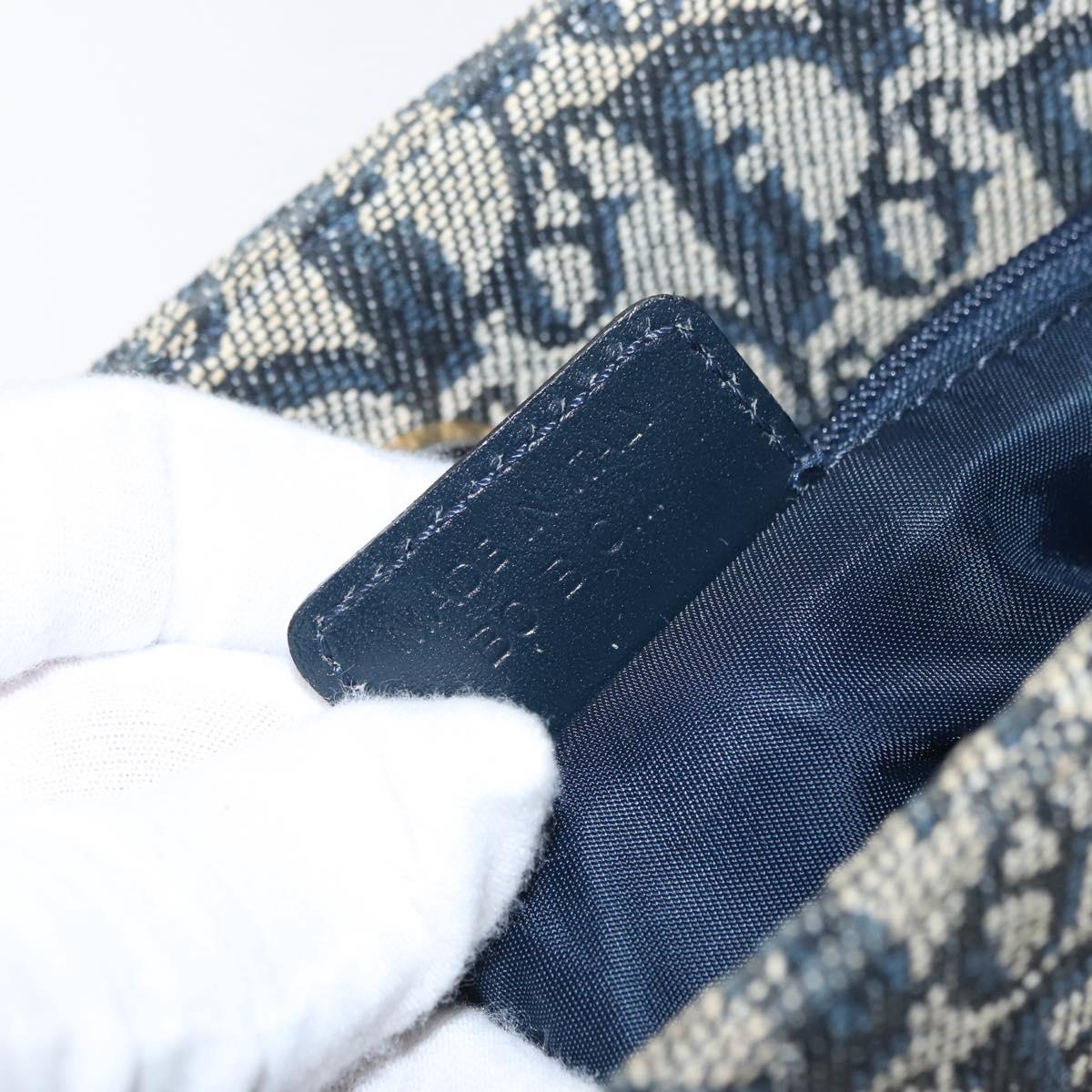 Christian Dior Trotter Canvas Hand Bag Navy Gold Auth ep12230