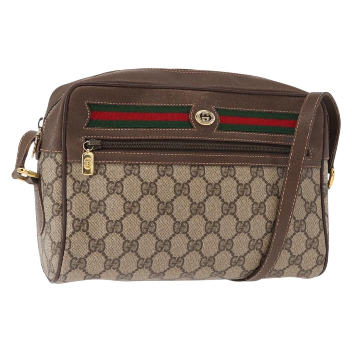 GUCCI GG Supreme Web Sherry Line Bag PVC Beige Gold 56 02 088 Auth ep12231