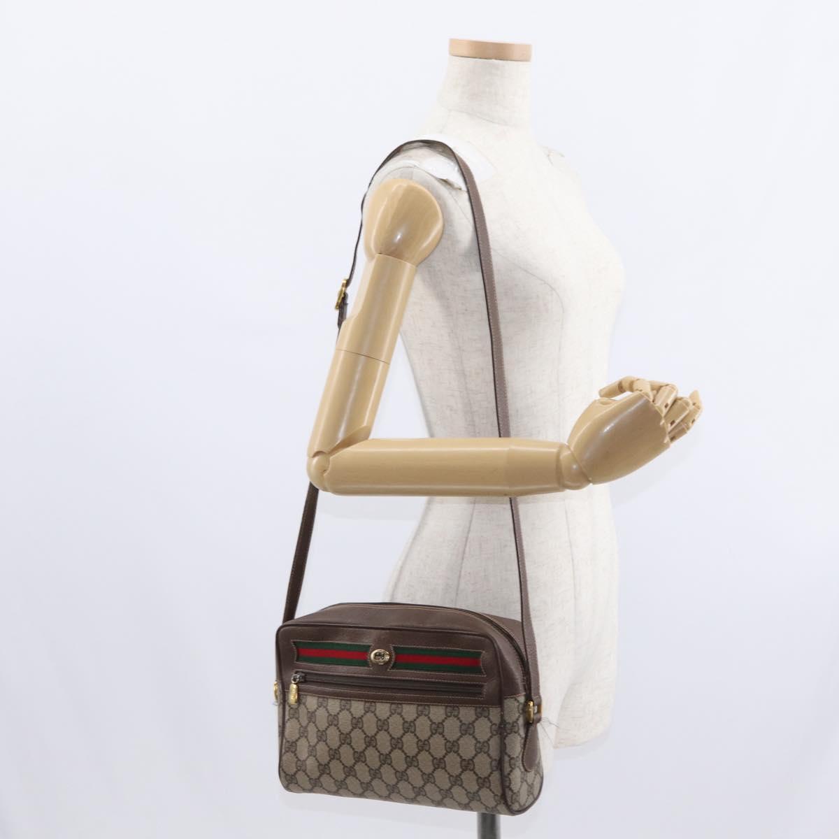 GUCCI GG Supreme Web Sherry Line Bag PVC Beige Gold 56 02 088 Auth ep12231