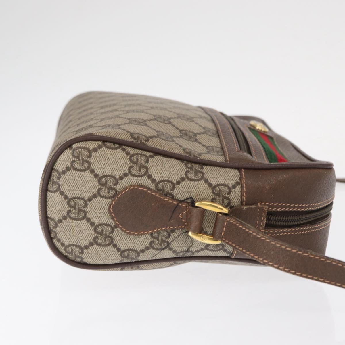 GUCCI GG Supreme Web Sherry Line Bag PVC Beige Gold 56 02 088 Auth ep12231