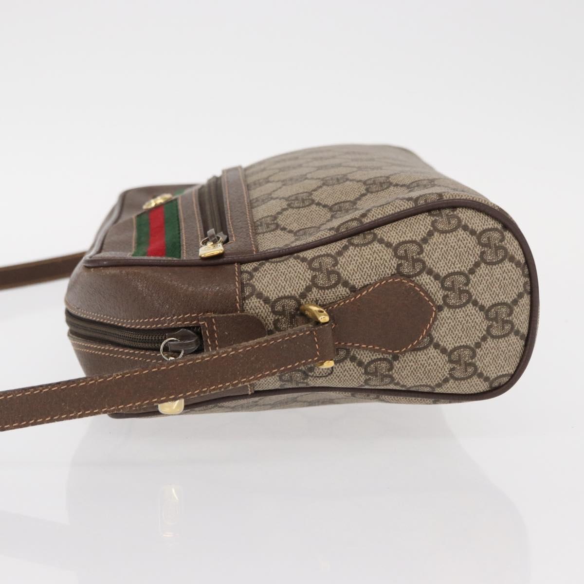 GUCCI GG Supreme Web Sherry Line Bag PVC Beige Gold 56 02 088 Auth ep12231