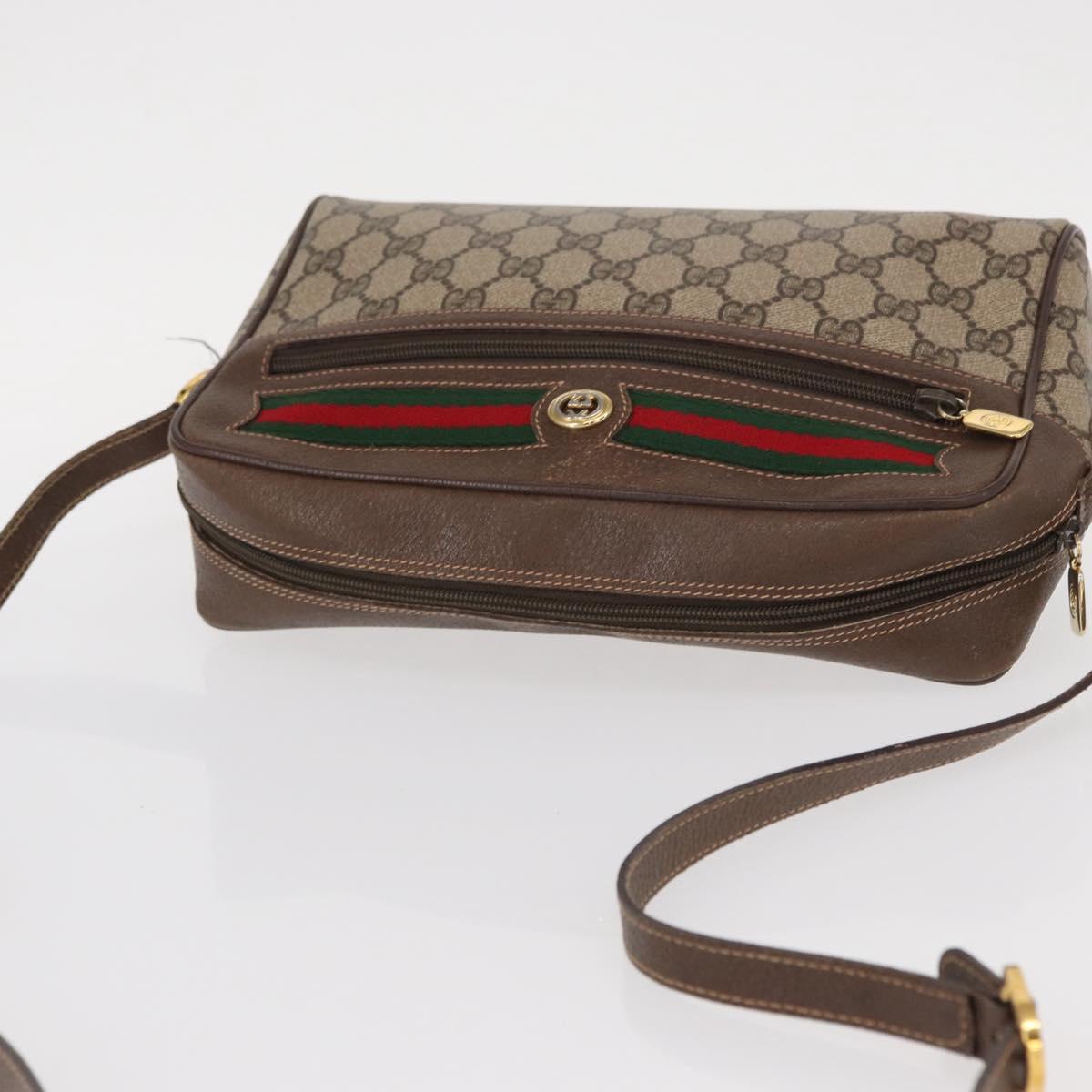GUCCI GG Supreme Web Sherry Line Bag PVC Beige Gold 56 02 088 Auth ep12231