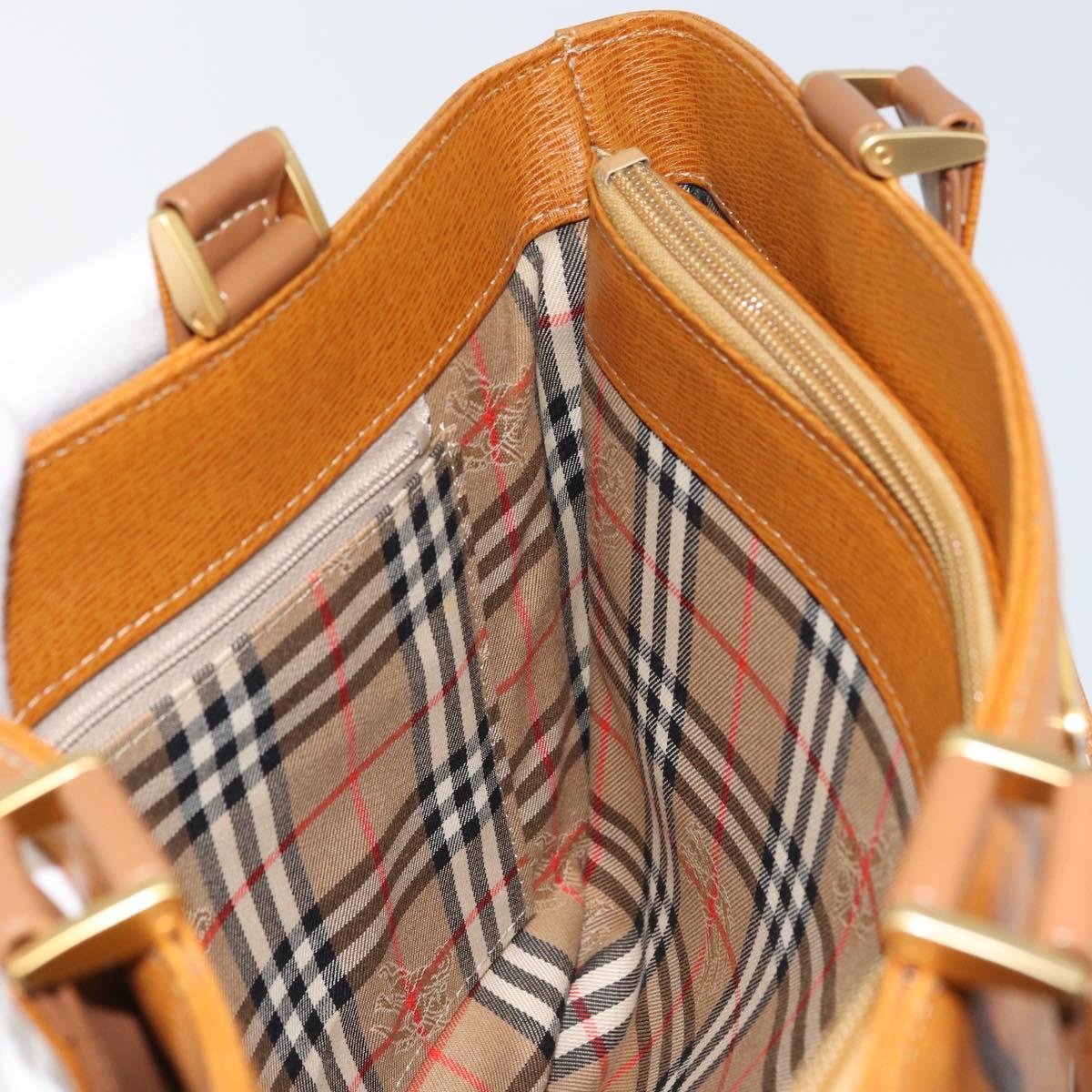 BURBERRY Tote Bag Leather Brown Gold Auth ep12232
