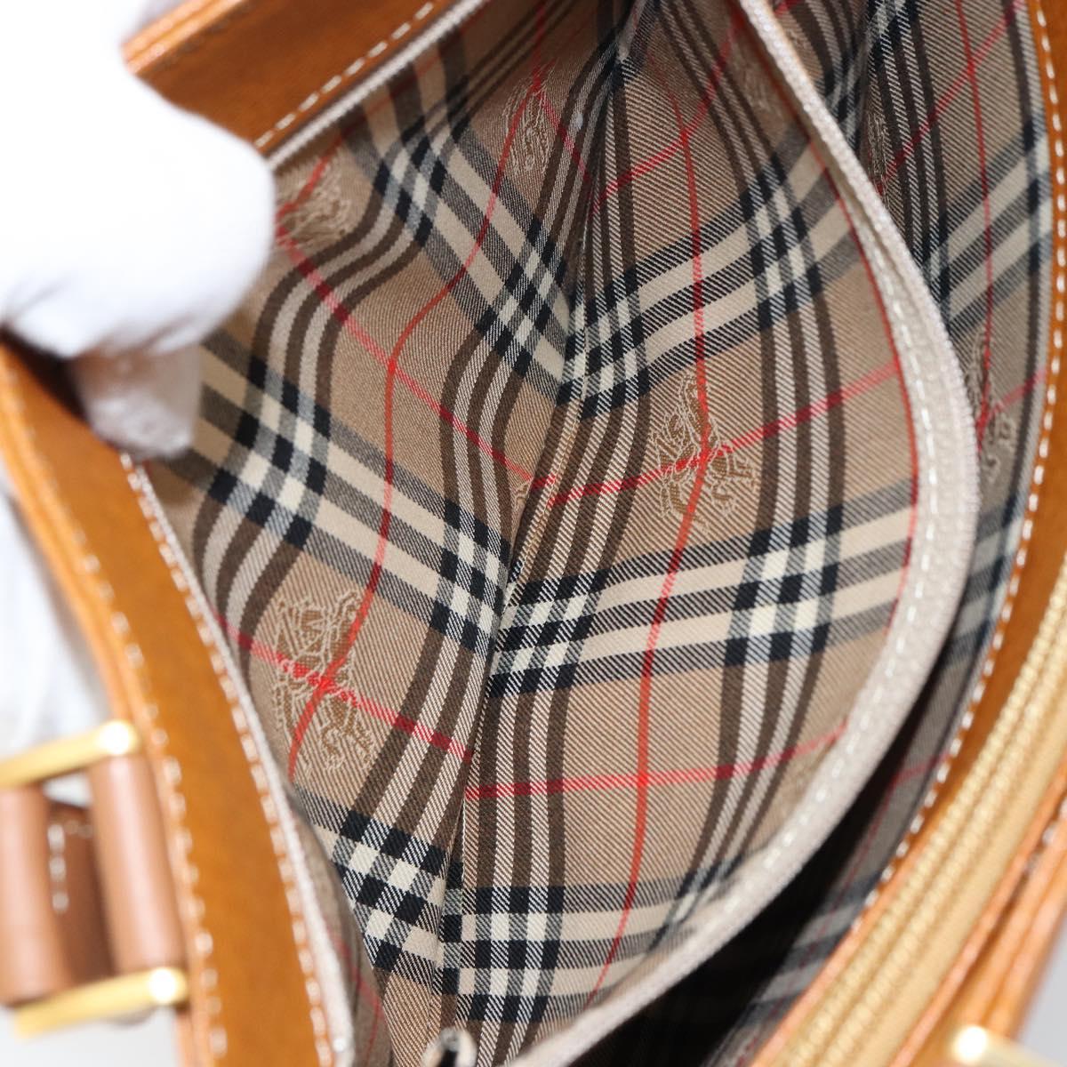 BURBERRY Tote Bag Leather Brown Gold Auth ep12232