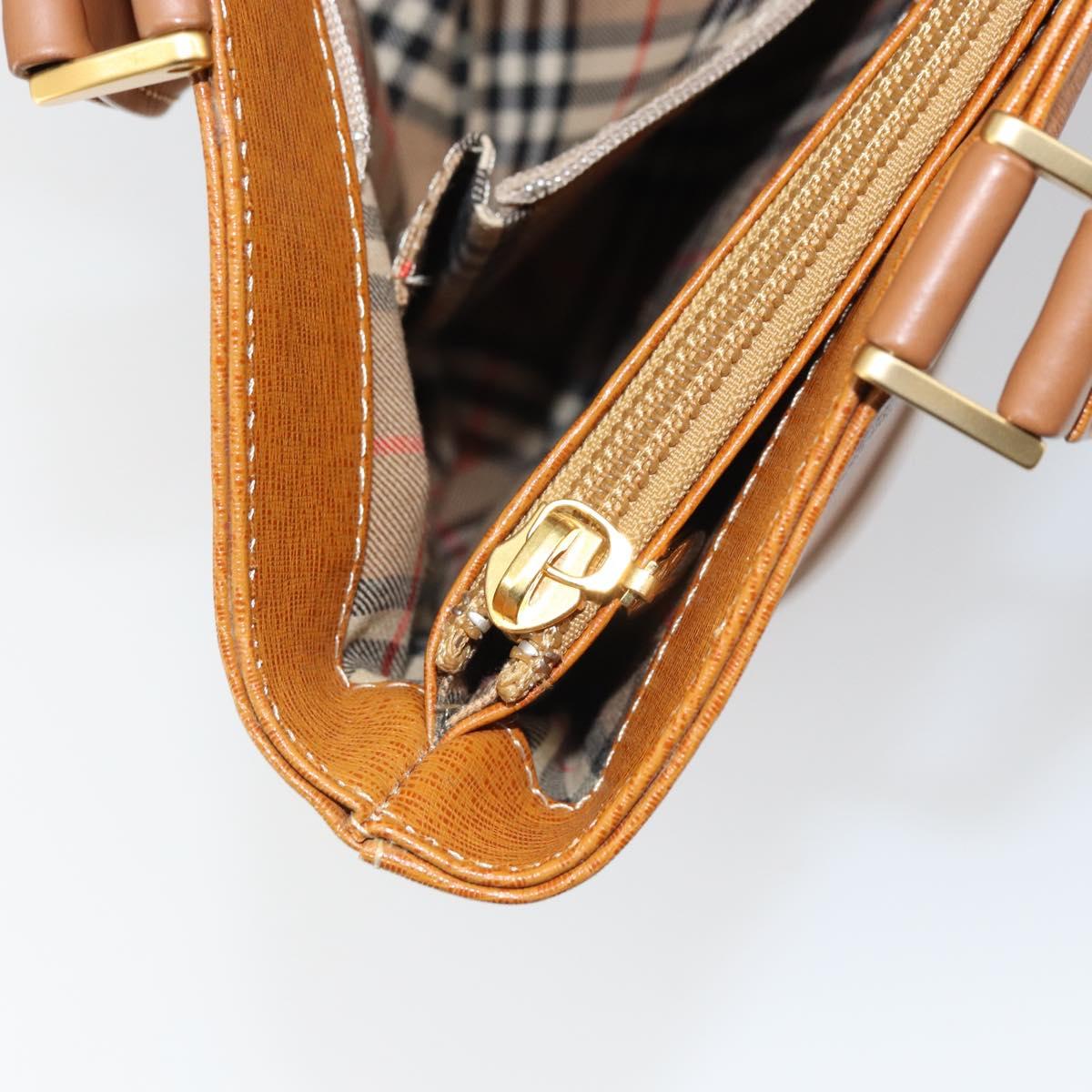 BURBERRY Tote Bag Leather Brown Gold Auth ep12232