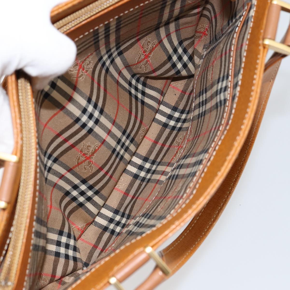 BURBERRY Tote Bag Leather Brown Gold Auth ep12232