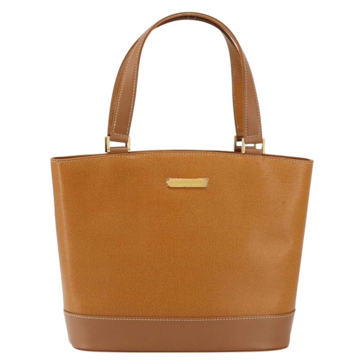BURBERRY Tote Bag Leather Brown Gold Auth ep12232