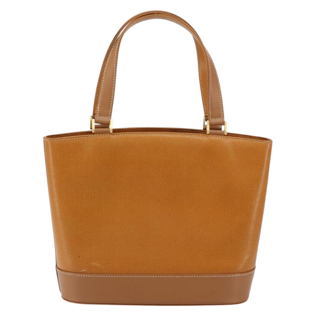 BURBERRY Tote Bag Leather Brown Gold Auth ep12232