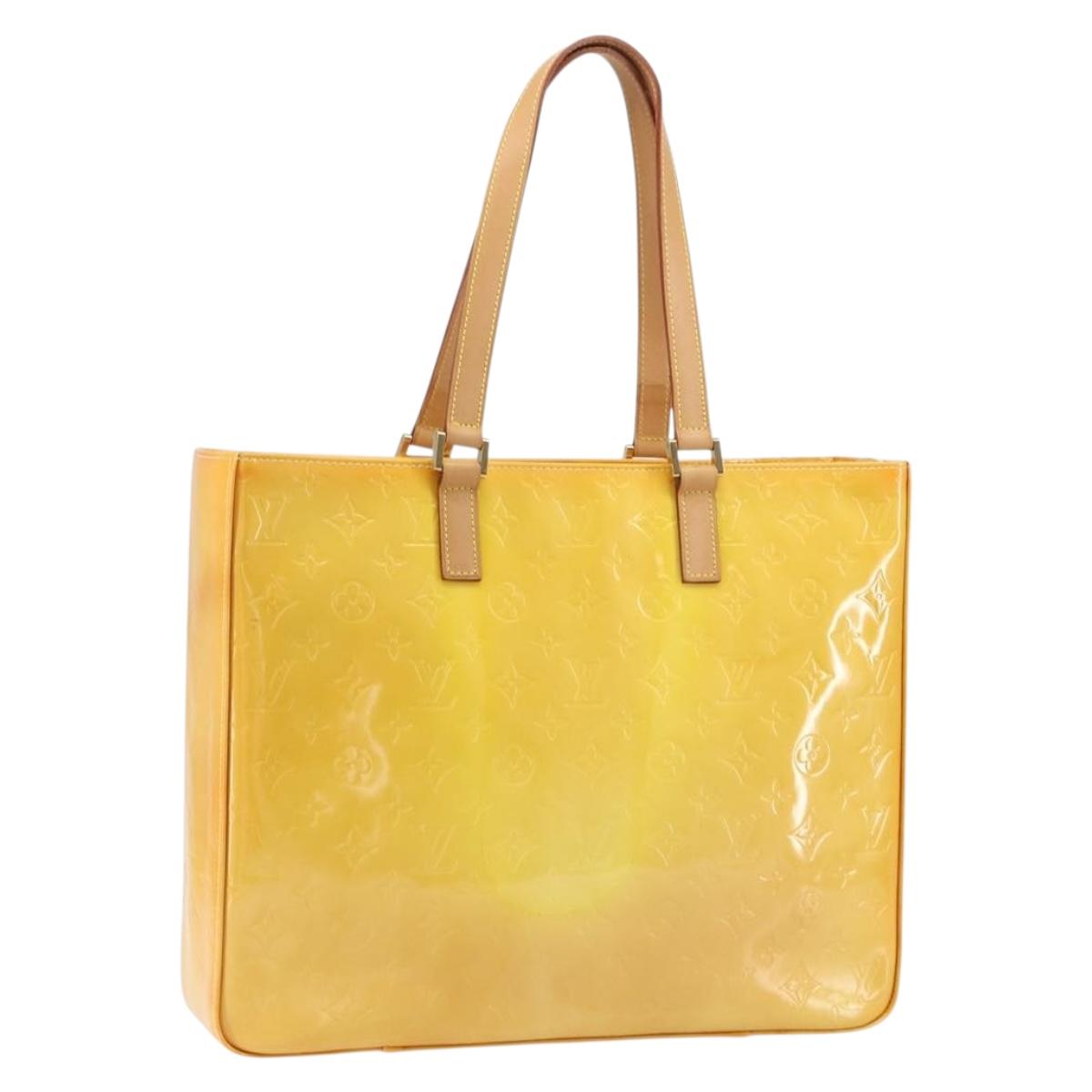 LOUIS VUITTON Monogram Vernis Columbus Tote Bag Lime Yellow M91047 Auth ep12233