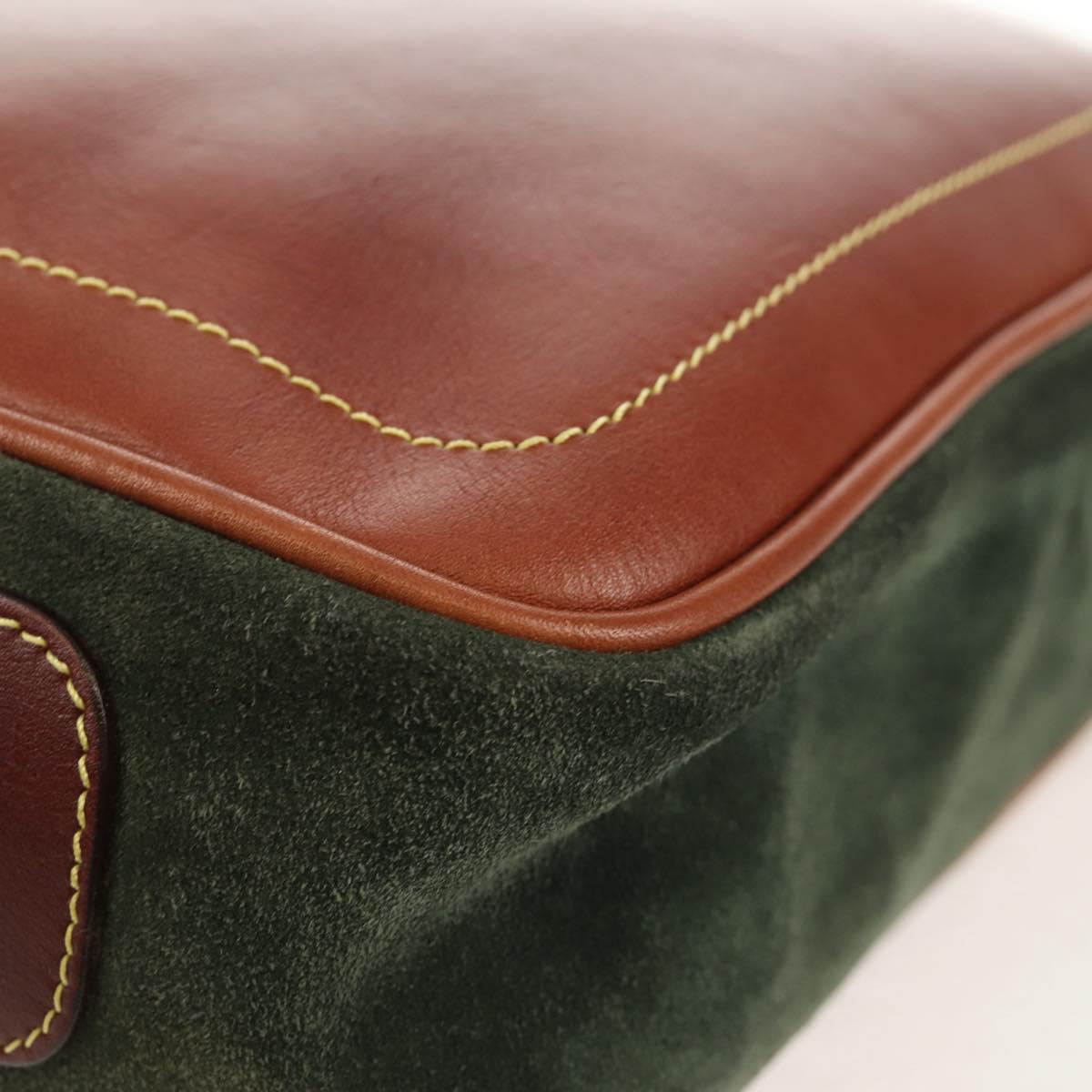 LOEWE Anagram Shoulder Bag Leather Suede Brown Gold Auth ep12235