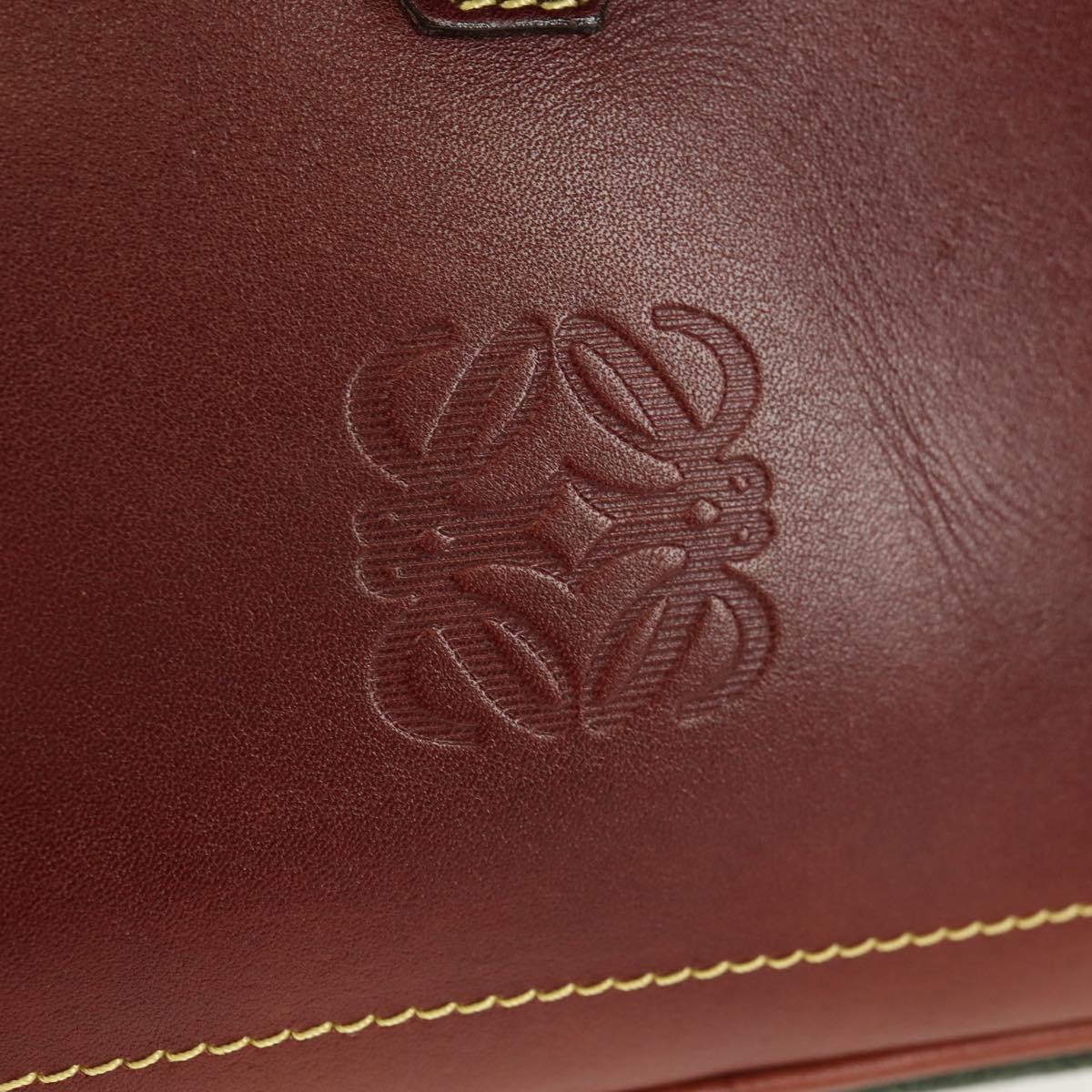 LOEWE Anagram Shoulder Bag Leather Suede Brown Gold Auth ep12235