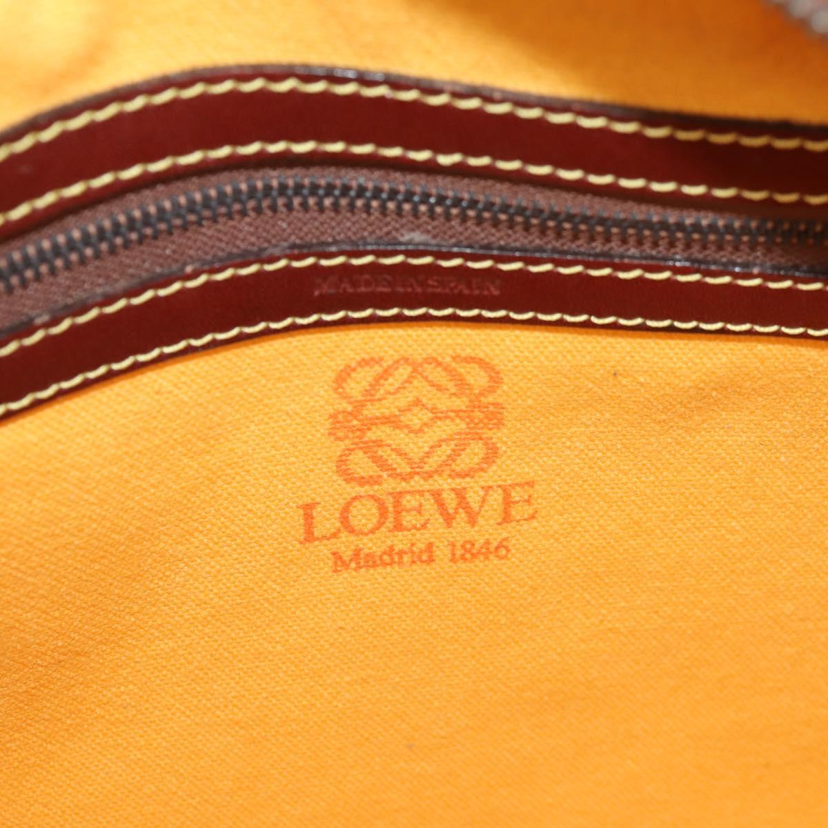 LOEWE Anagram Shoulder Bag Leather Suede Brown Gold Auth ep12235