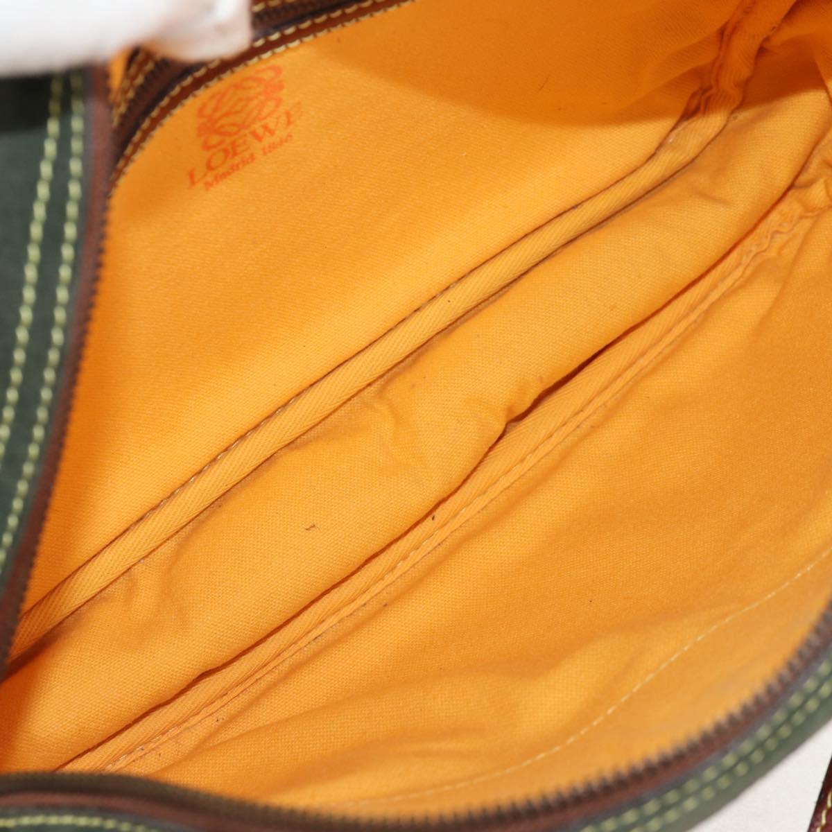 LOEWE Anagram Shoulder Bag Leather Suede Brown Gold Auth ep12235