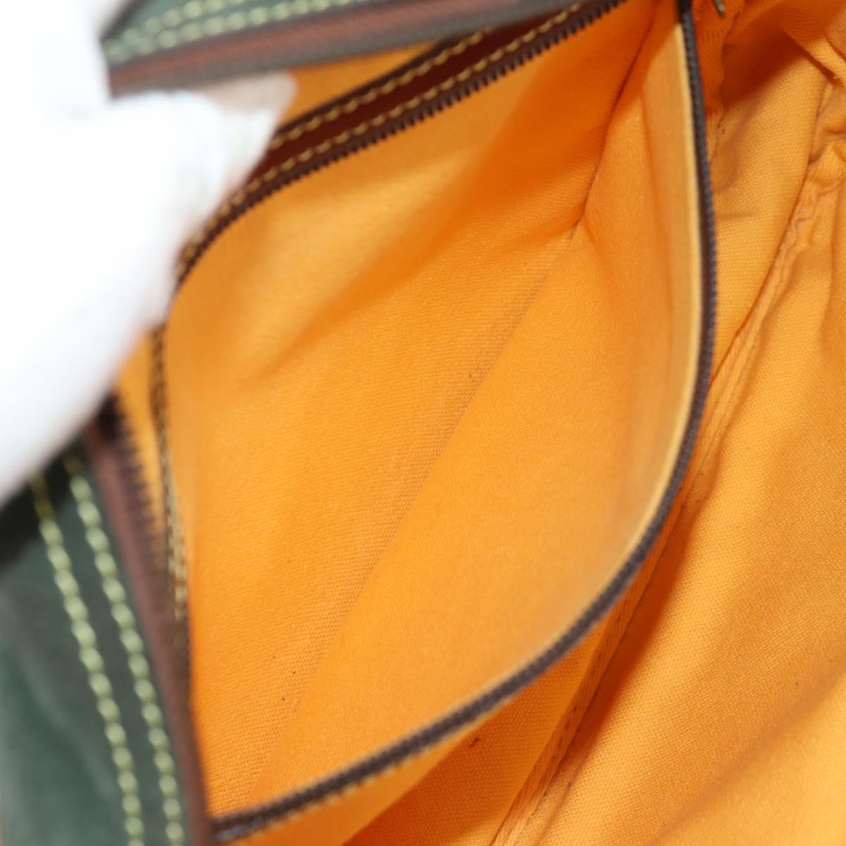 LOEWE Anagram Shoulder Bag Leather Suede Brown Gold Auth ep12235