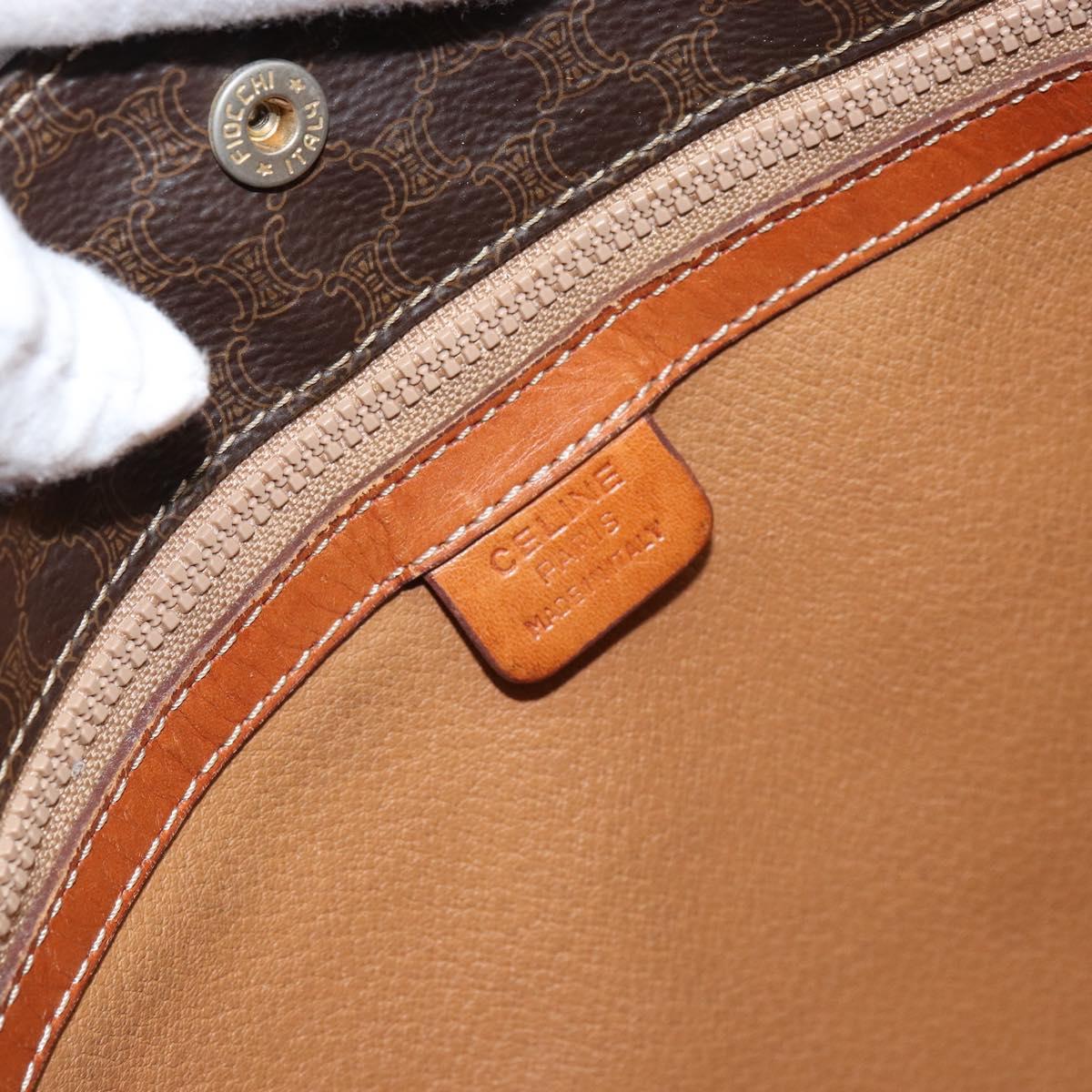 CELINE Macadam Canvas Tote Bag PVC Leather Brown Gold Auth ep12237