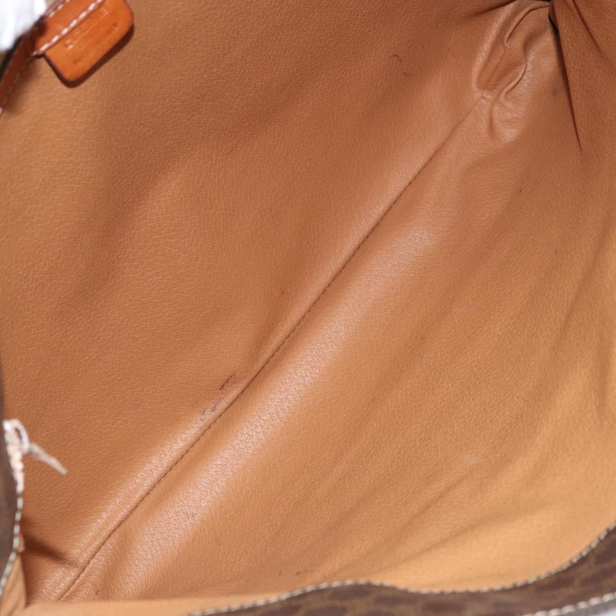 CELINE Macadam Canvas Tote Bag PVC Leather Brown Gold Auth ep12237