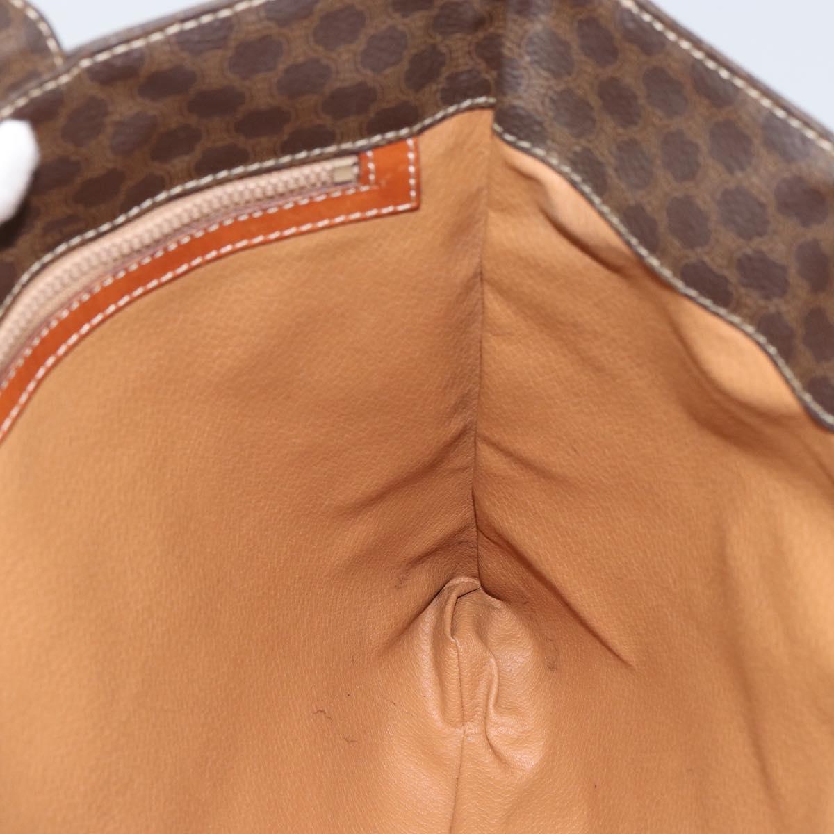 CELINE Macadam Canvas Tote Bag PVC Leather Brown Gold Auth ep12237