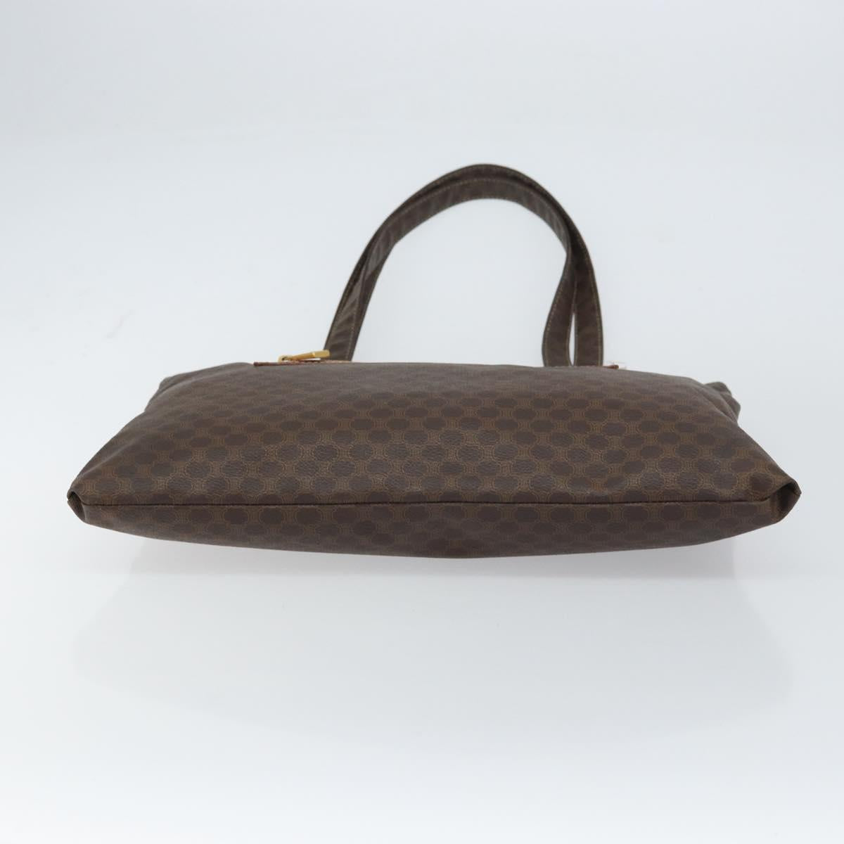 CELINE Macadam Canvas Tote Bag PVC Leather Brown Gold Auth ep12237