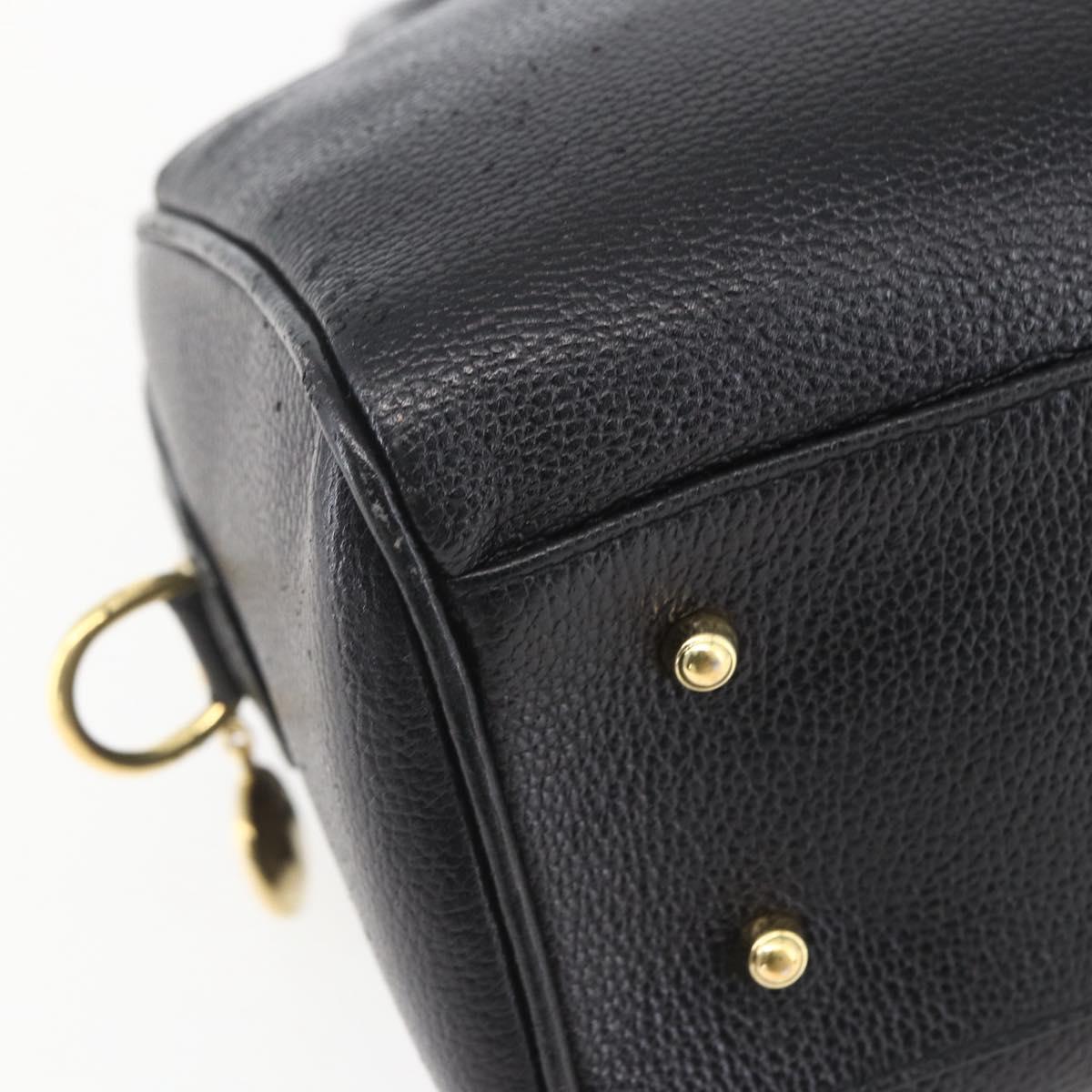 GUCCI Hand Bag Leather Black Gold 000 58 0265 Auth ep12255