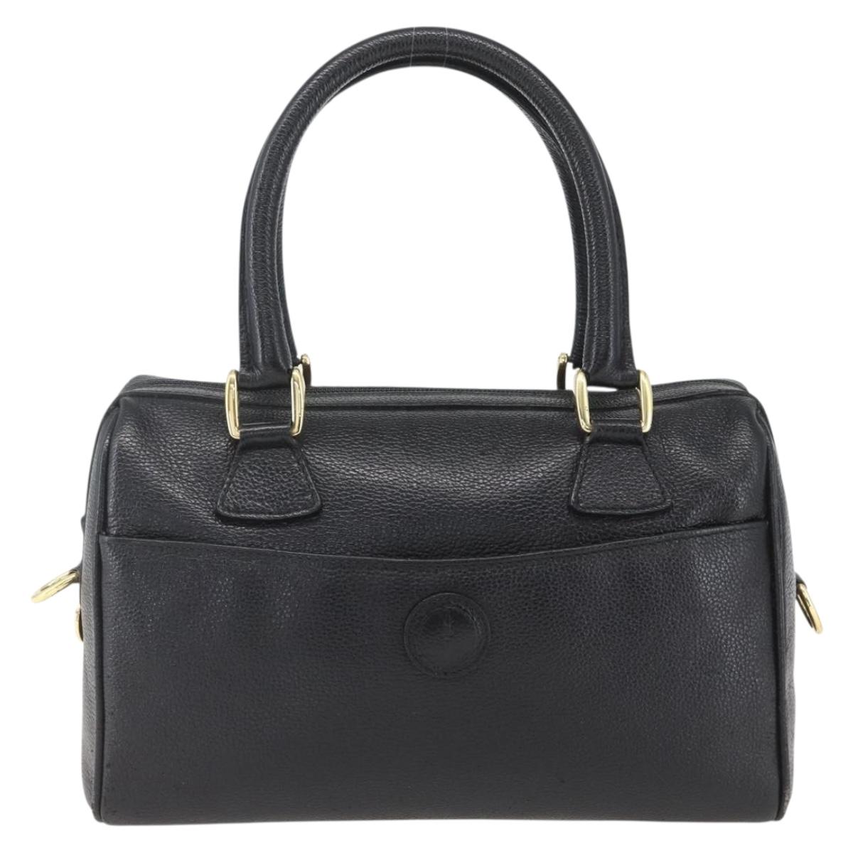 GUCCI Hand Bag Leather Black Gold 000 58 0265 Auth ep12255