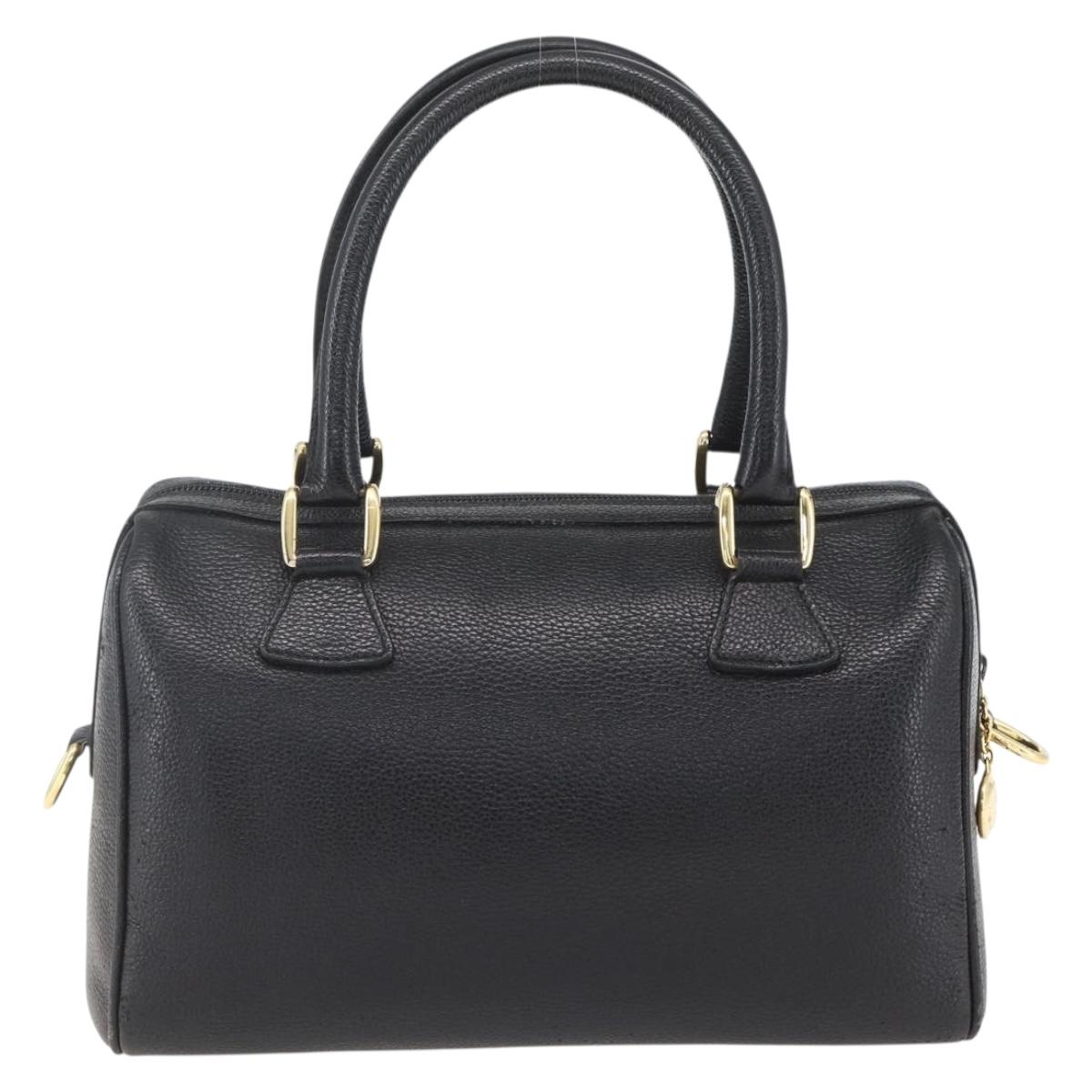 GUCCI Hand Bag Leather Black Gold 000 58 0265 Auth ep12255