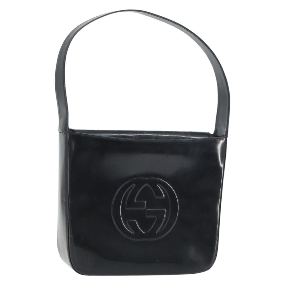 GUCCI Shoulder Bag Enamel Black 000 0506 Auth ep12258