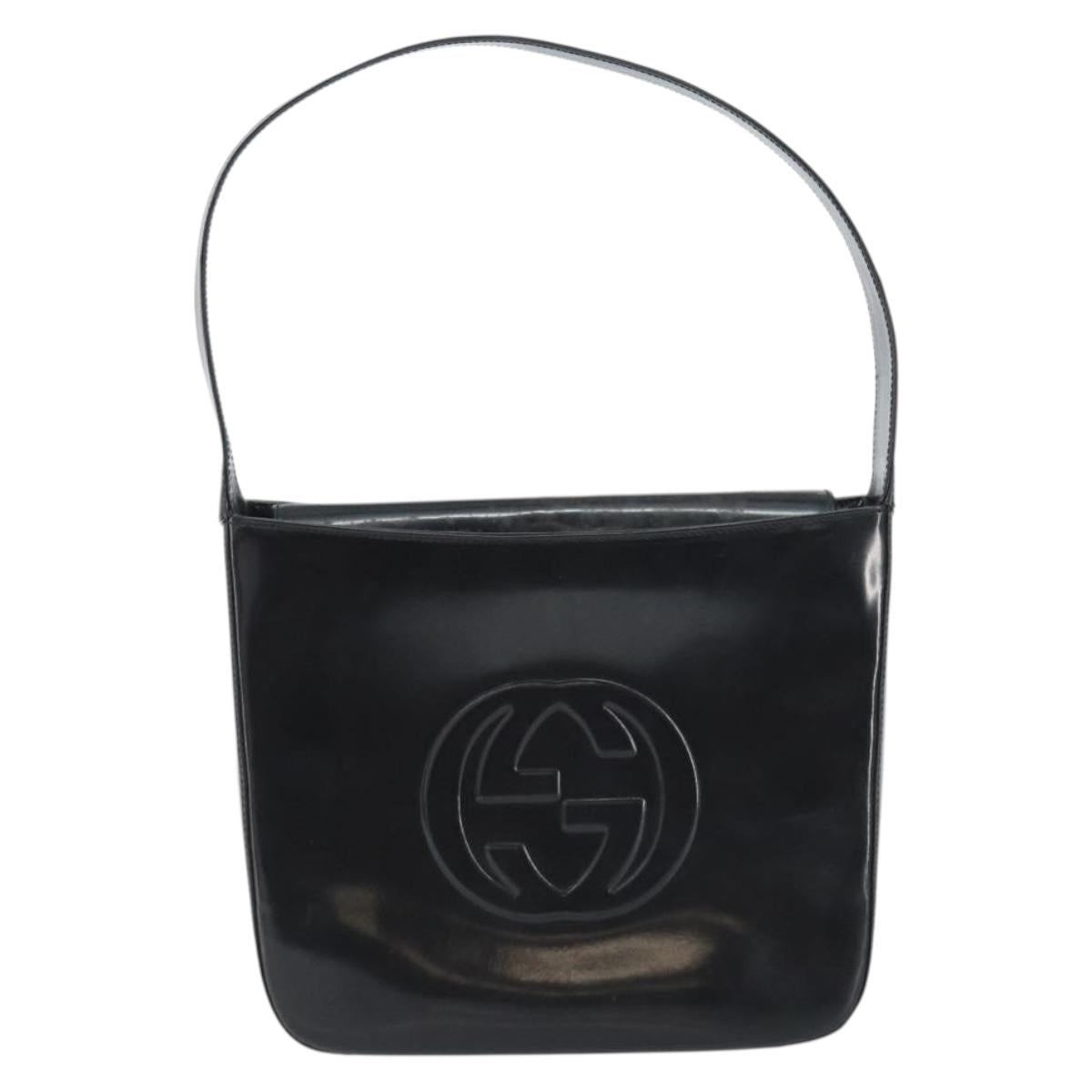 GUCCI Shoulder Bag Enamel Black 000 0506 Auth ep12258