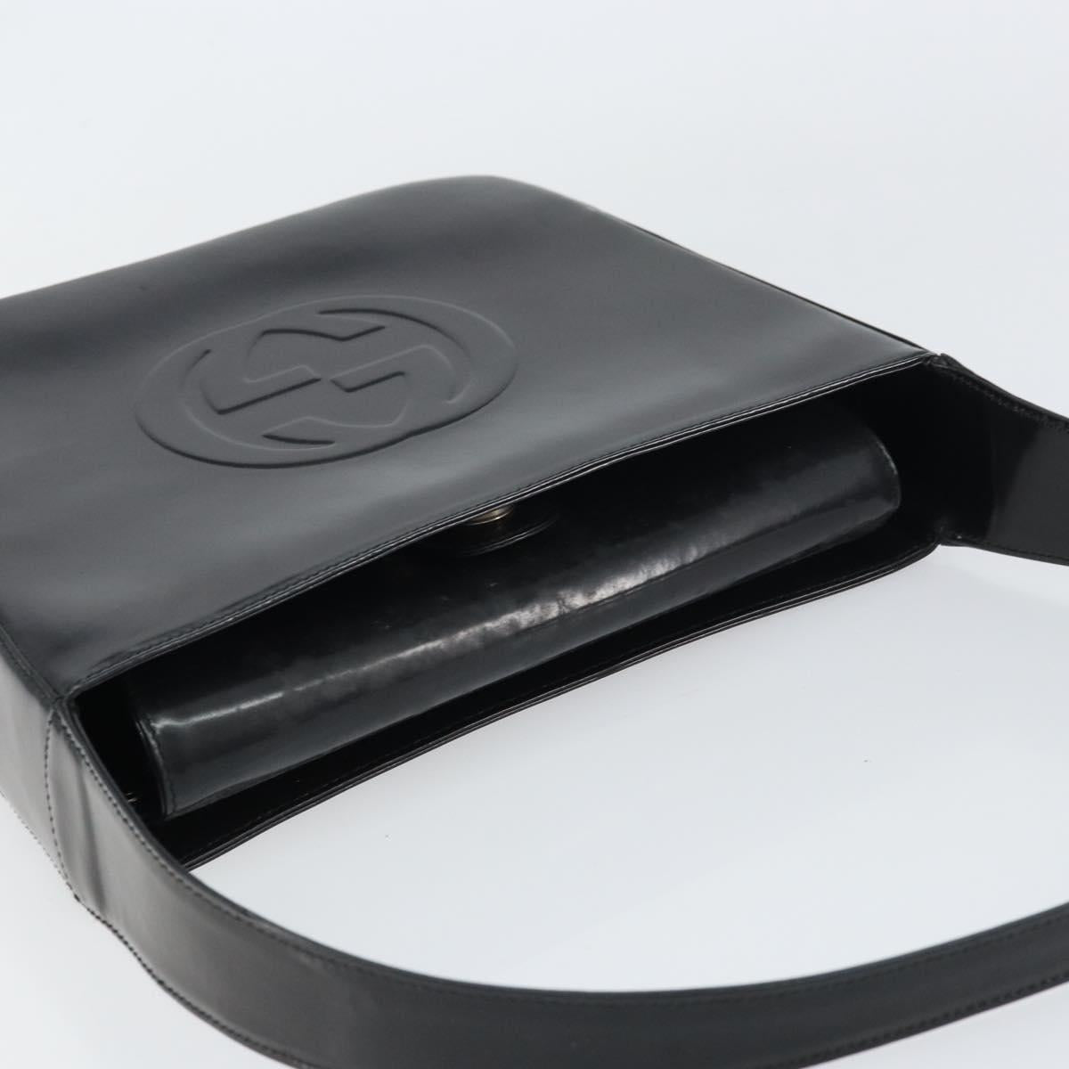 GUCCI Shoulder Bag Enamel Black 000 0506 Auth ep12258