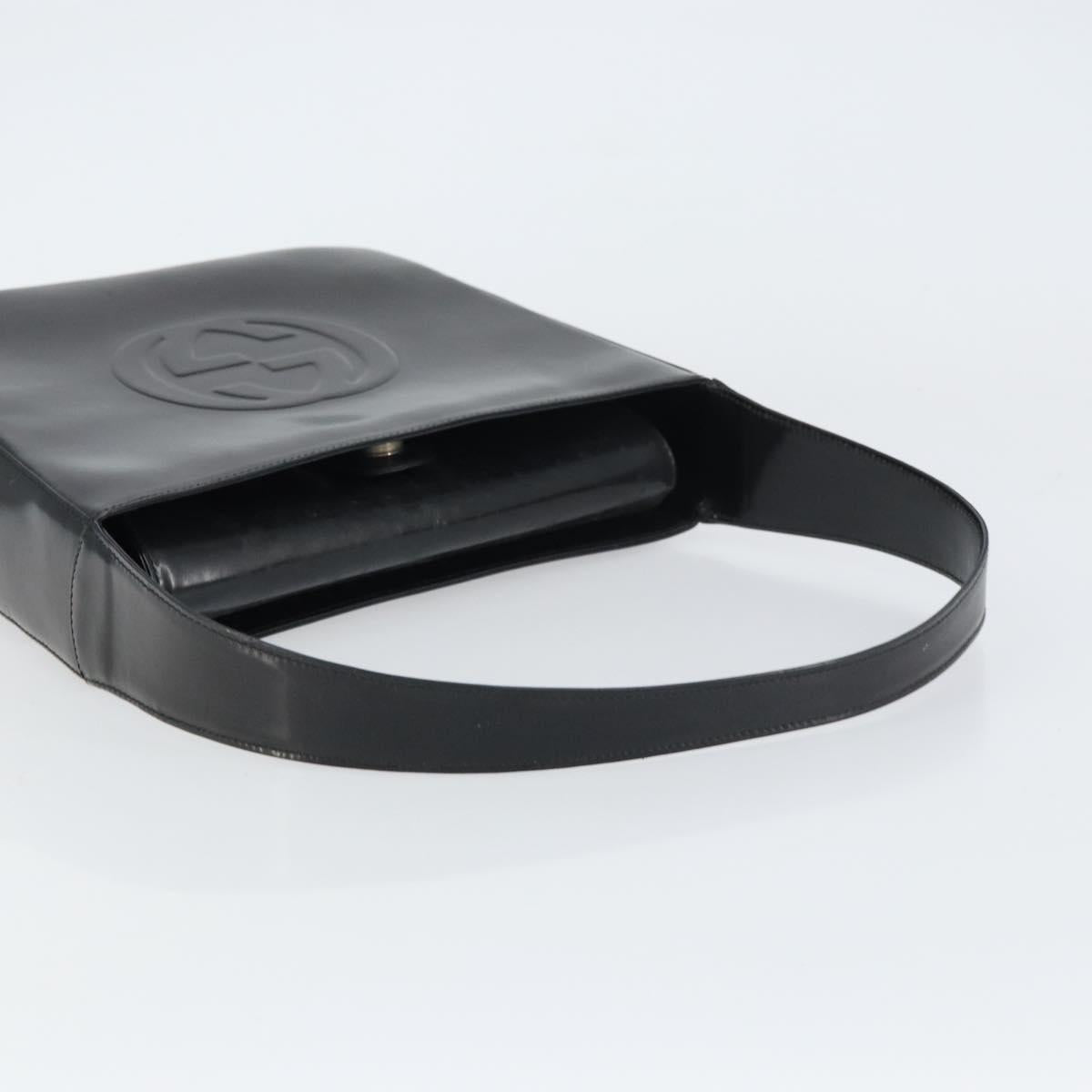 GUCCI Shoulder Bag Enamel Black 000 0506 Auth ep12258