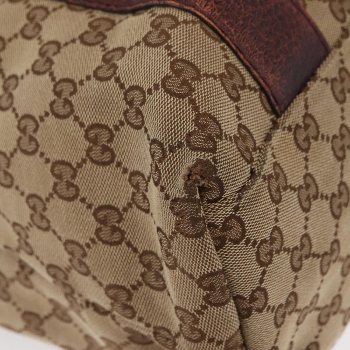 GUCCI GG Canvas Bamboo Tote Bag Beige Silver 232946 Auth ep12263