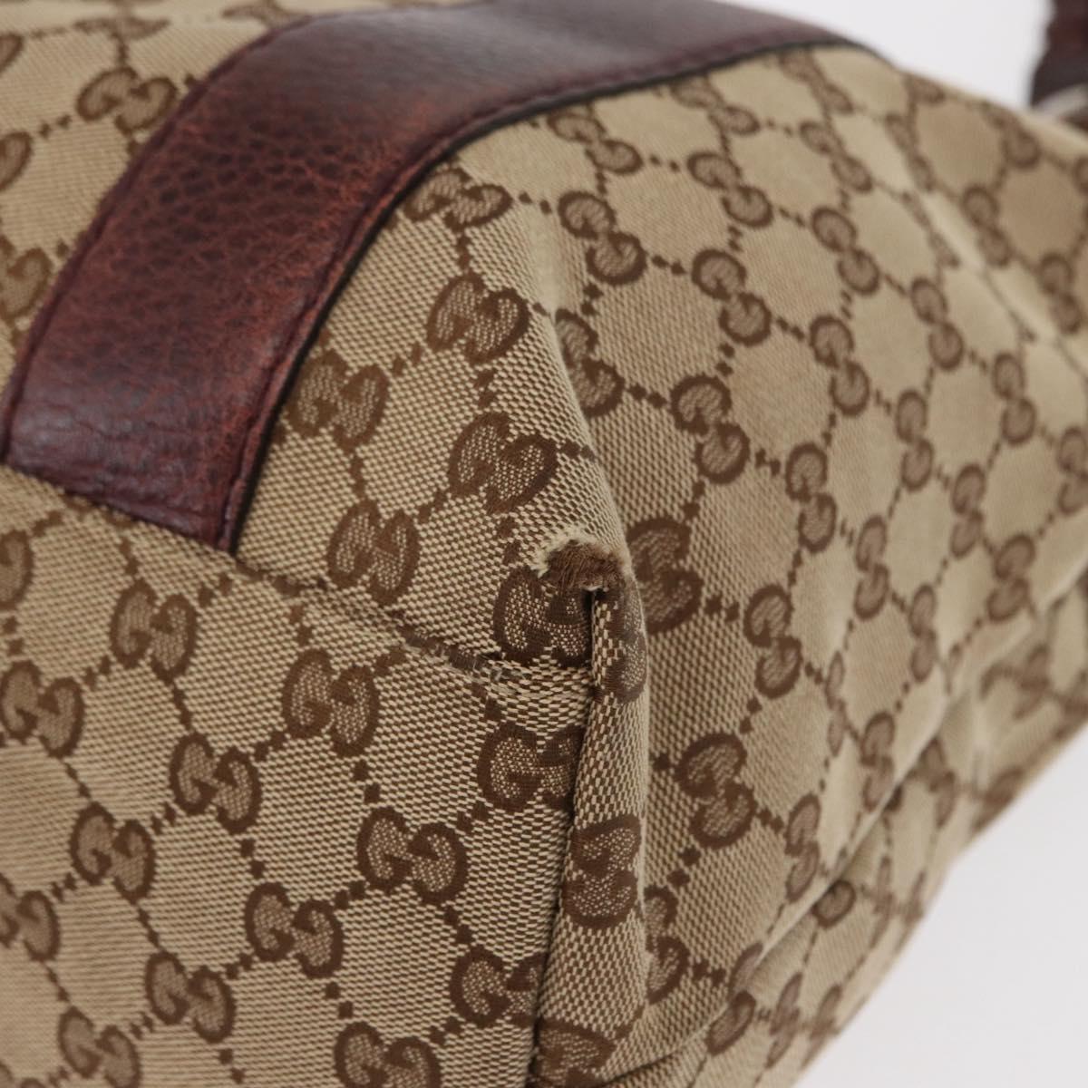 GUCCI GG Canvas Bamboo Tote Bag Beige Silver 232946 Auth ep12263